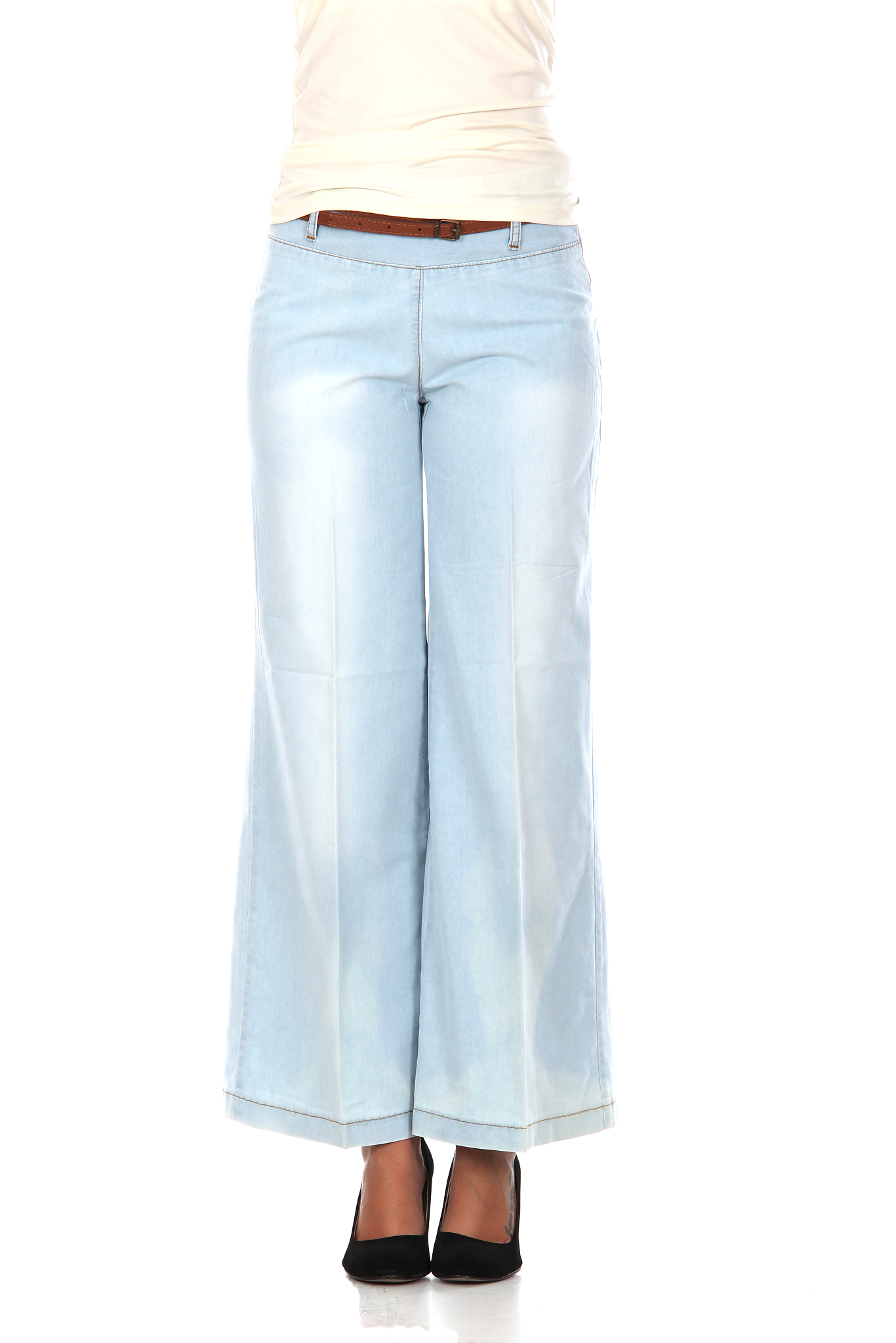 Women's Flare Jeans with Elastic Waist & Bell Bottoms - Raw Hem Denim | SHEWIN
