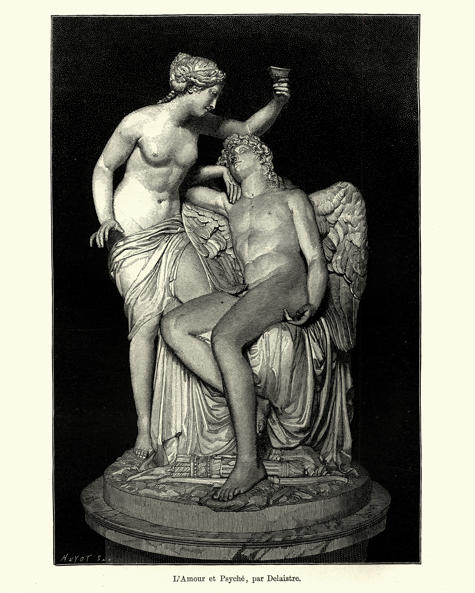 sculpture, love of psyche, by francois-nicolas delaistre