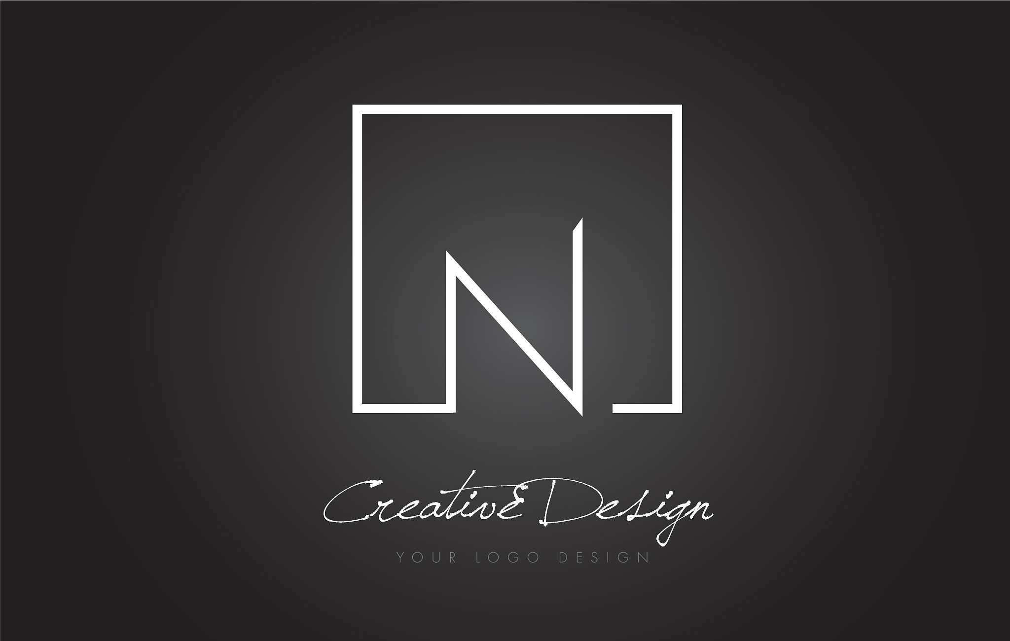 n square frame letter logo design with black and