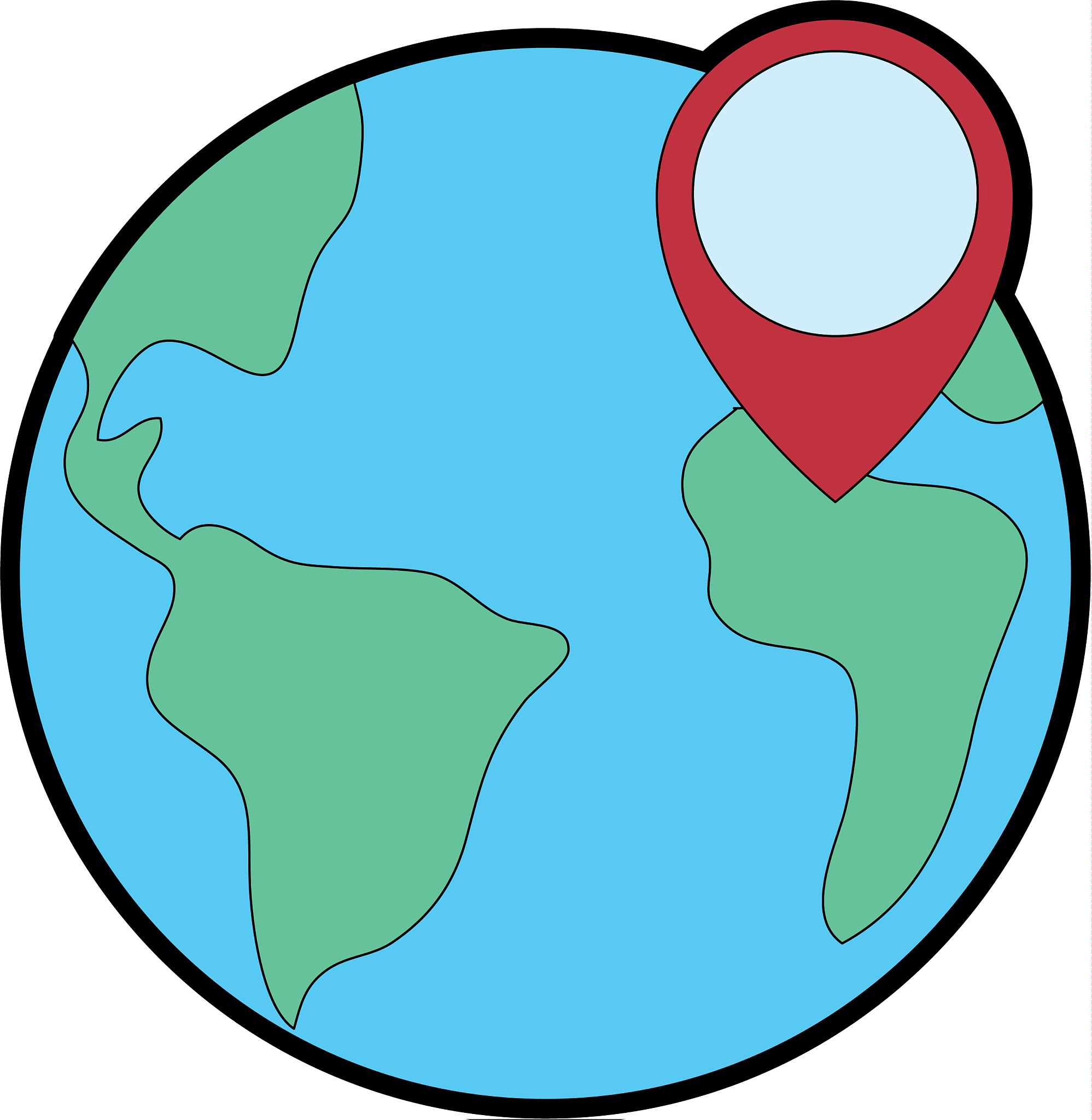 world planet earth with pin pointer