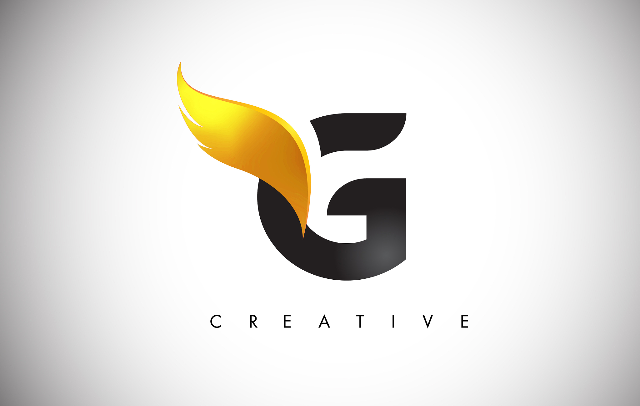 gold g letter wings logo design with golden bird