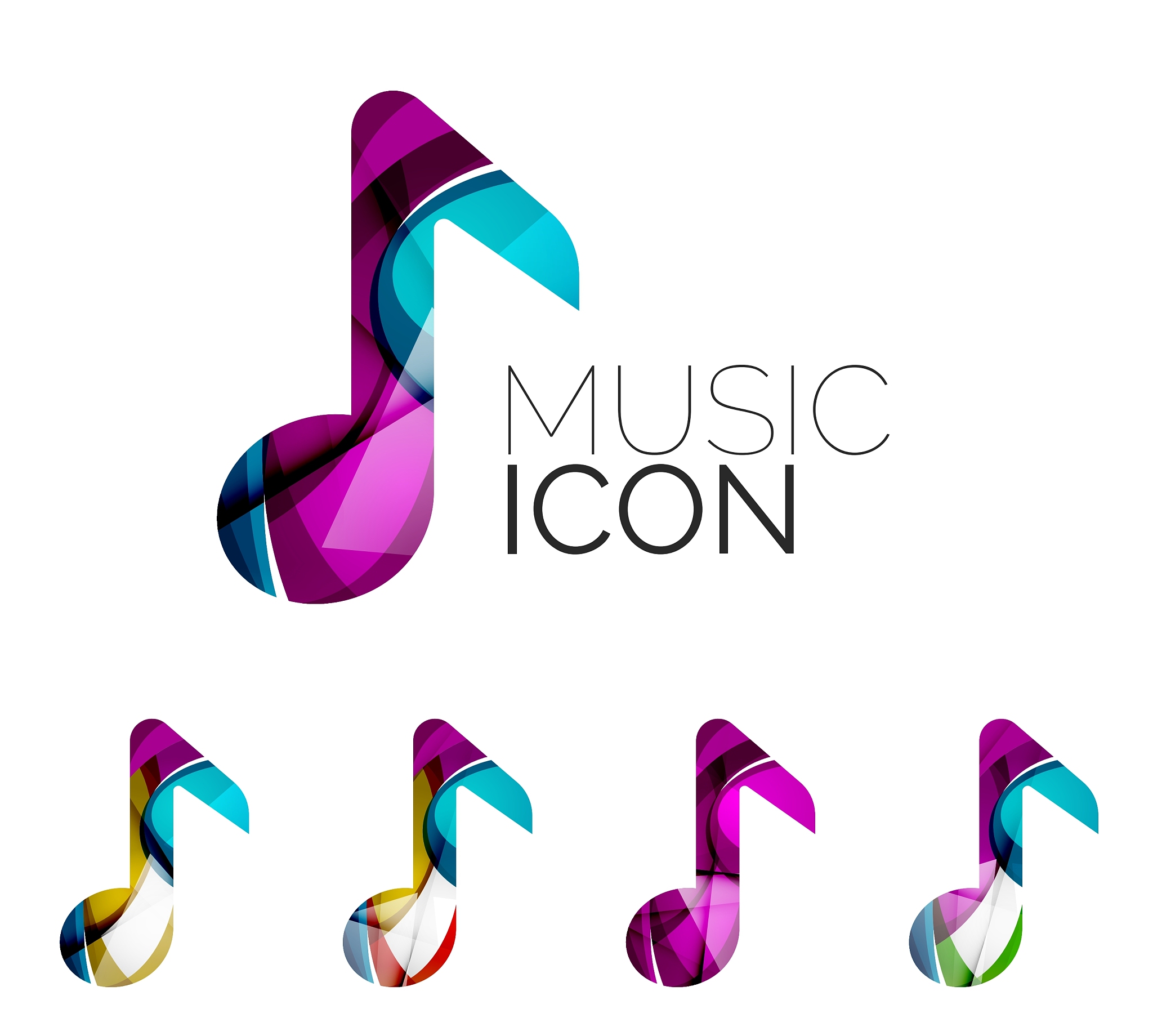 set of abstract music note icon business logotype