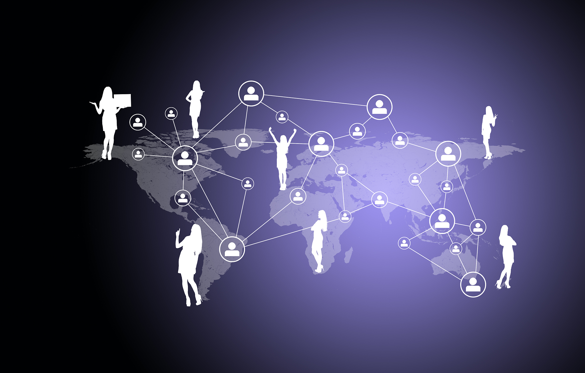 world map with people icons