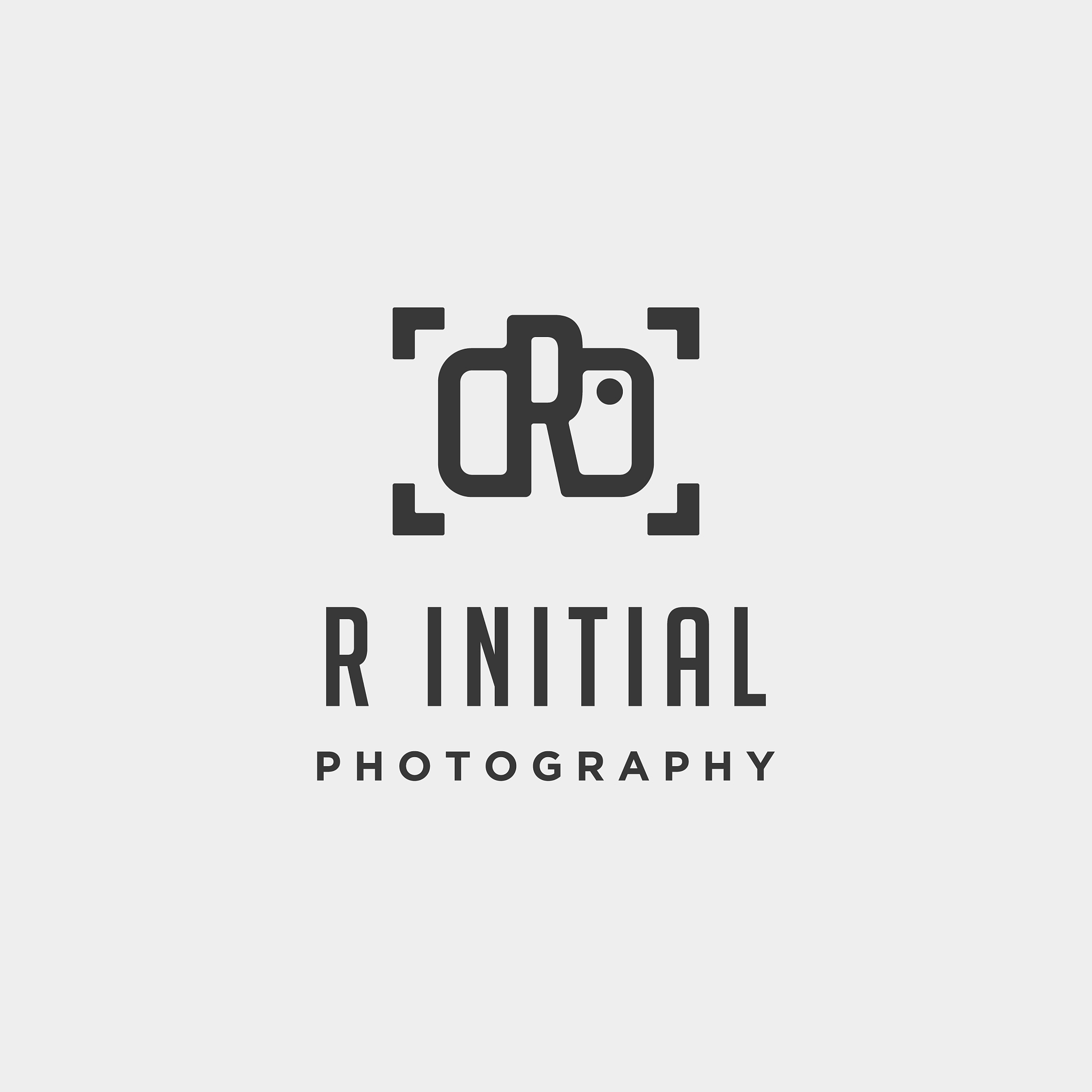 r initial photography logo template design