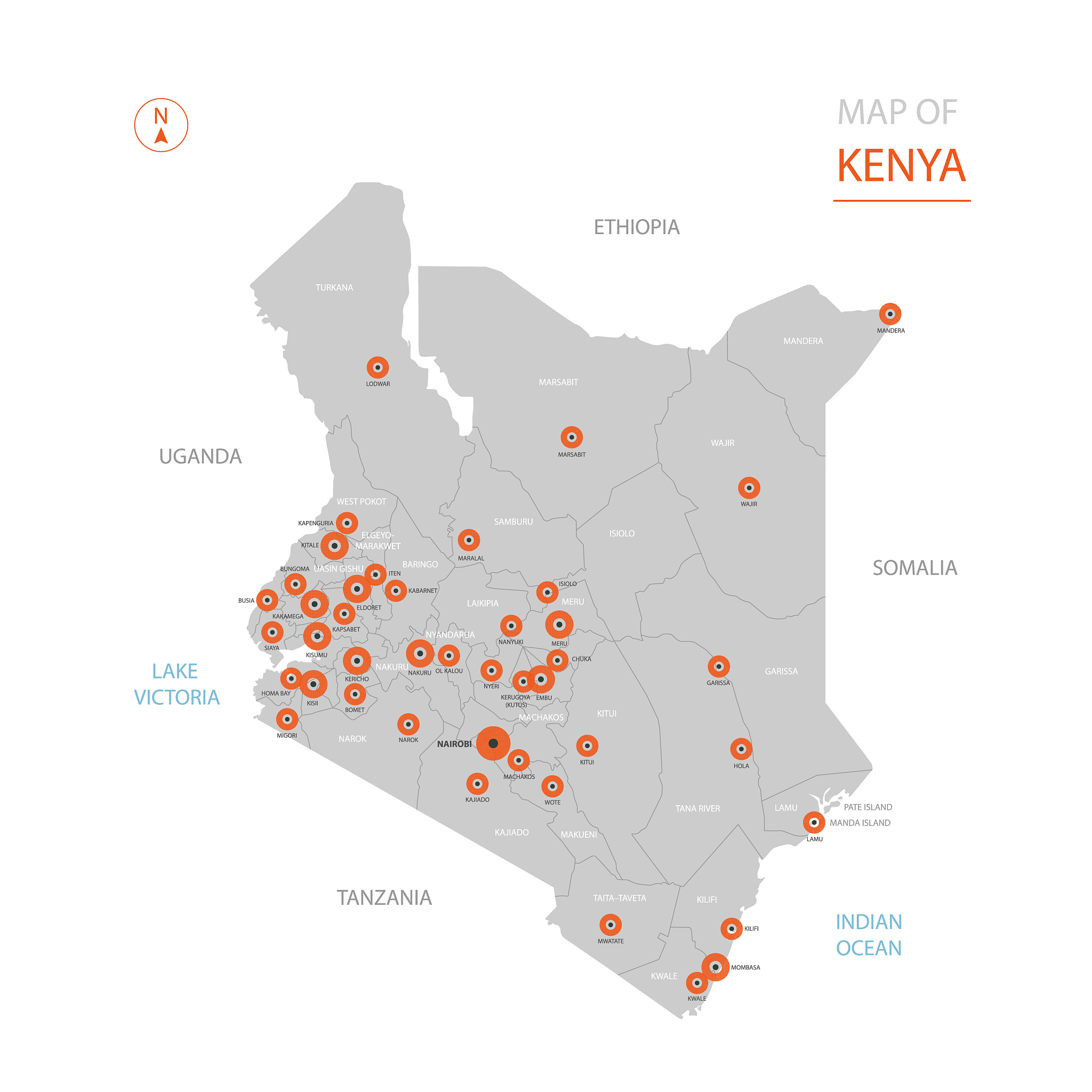 kenya map with administrative divisions.