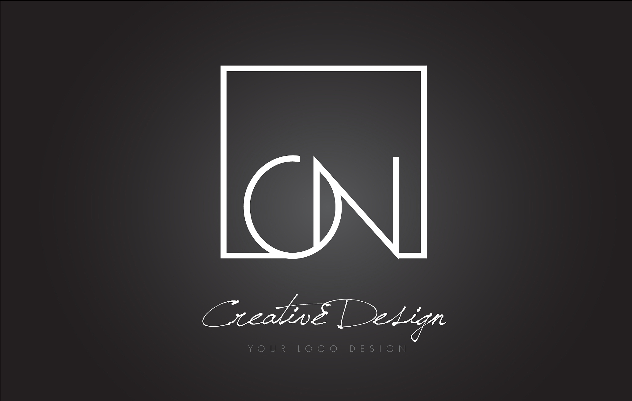 on square frame letter logo design with black and