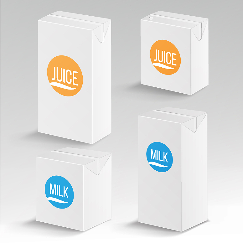 juice and milk package realistic mock up