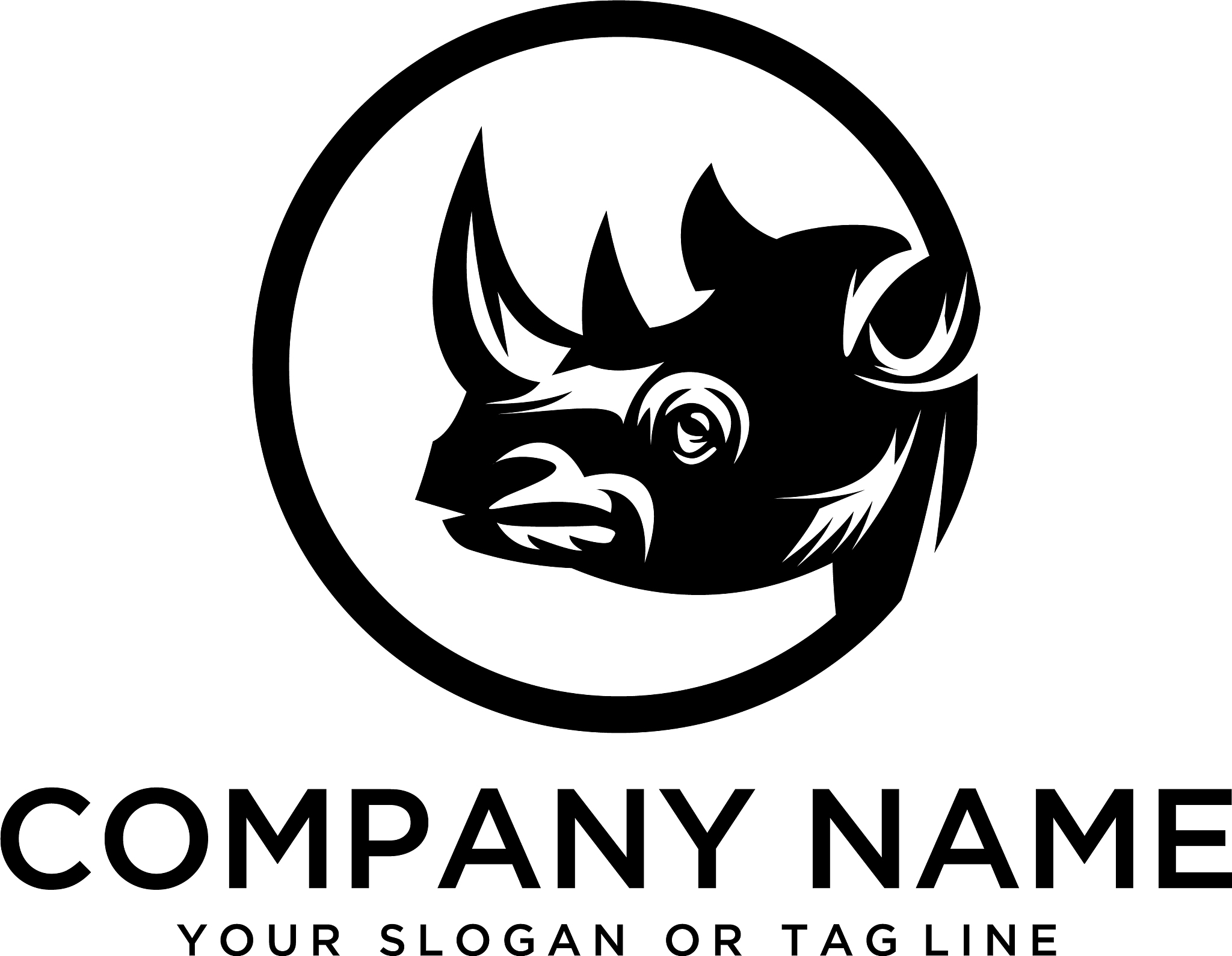 rhino logo design template white background