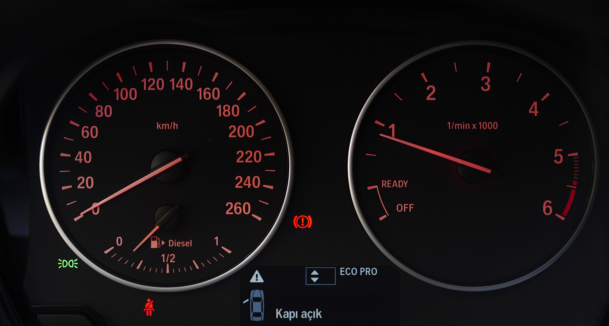 speedometer and tachometer of a car