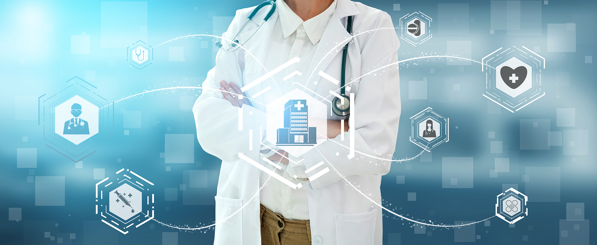 medical healthcare concept - doctor in hospital with digital med