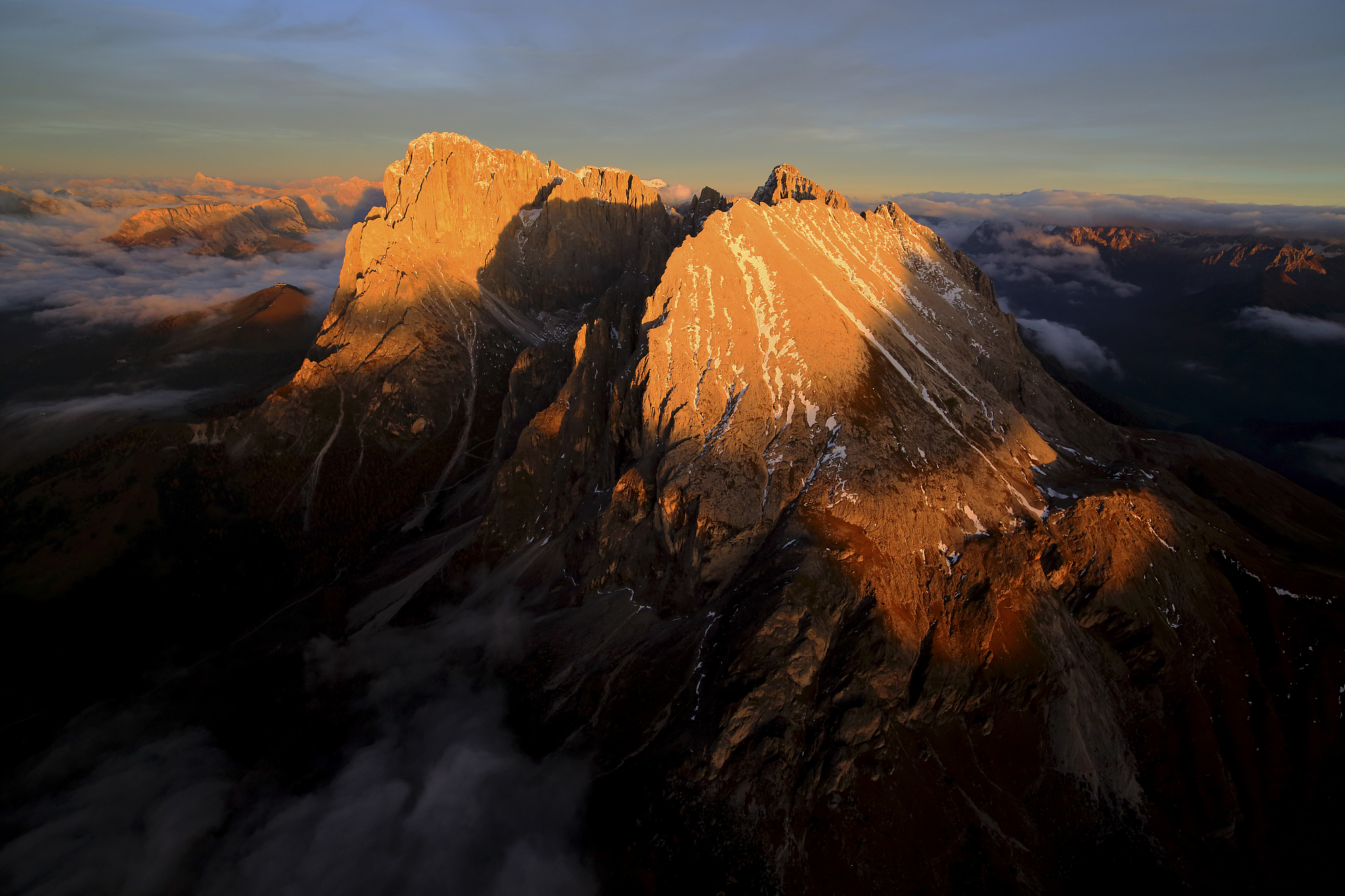 sassolungo and sassopiatto dolomites italy