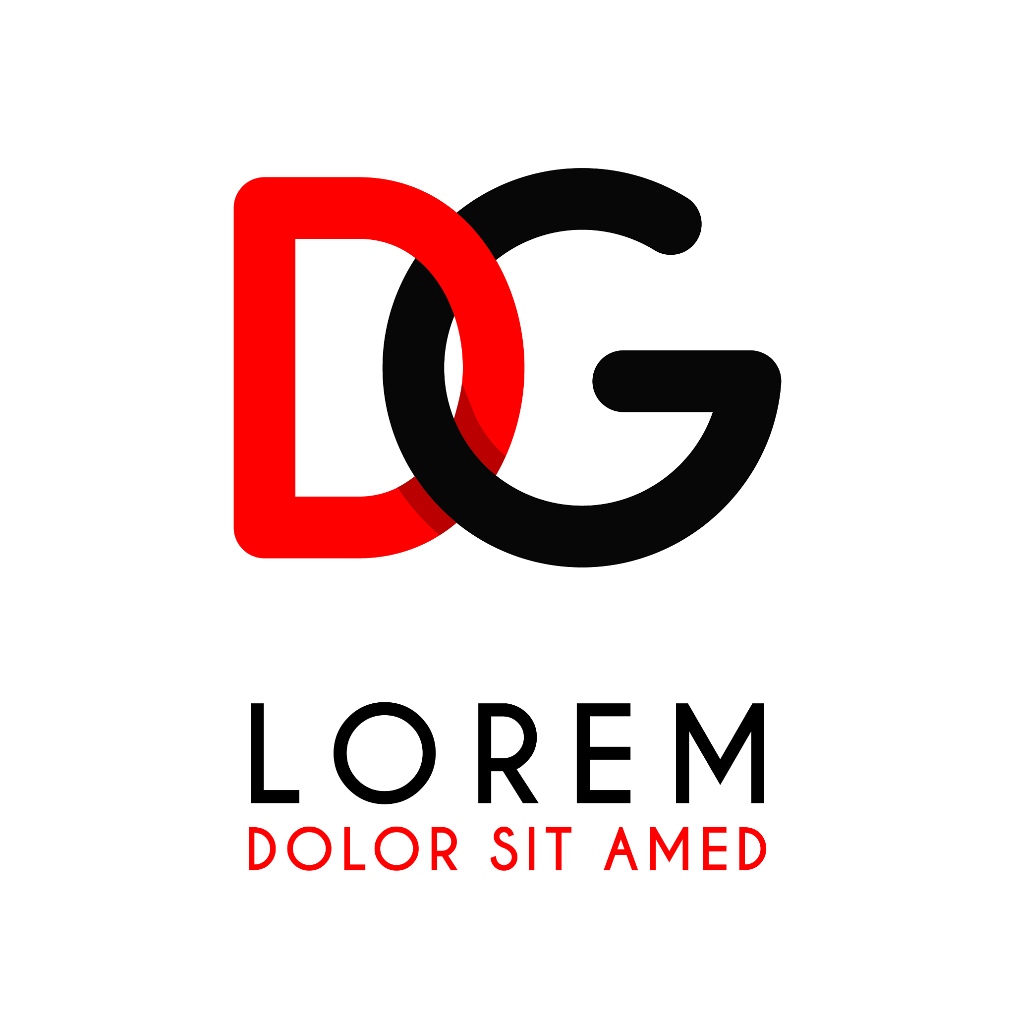 initial letter dg with red black and has rounded