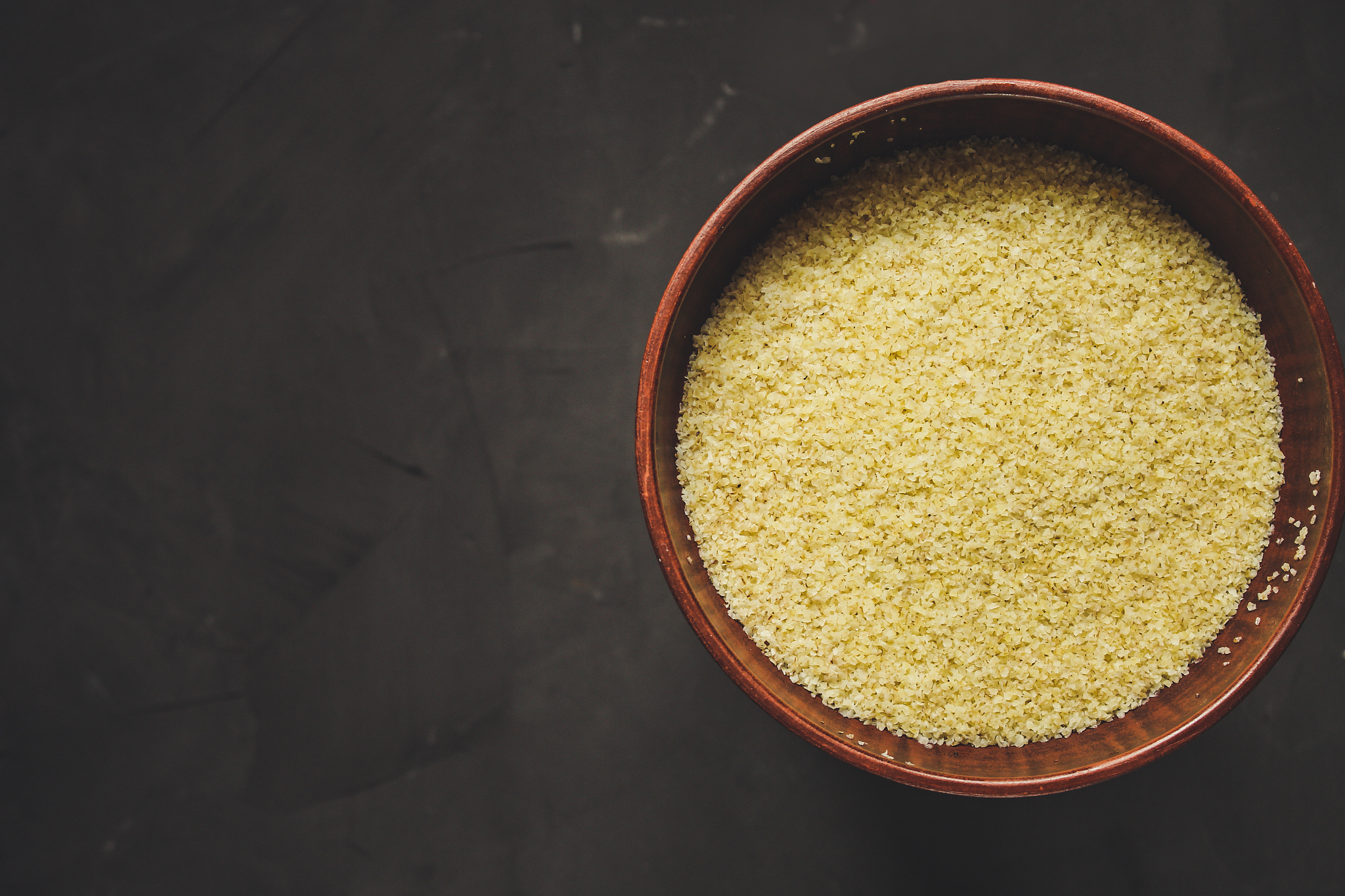 bulgur is a grain dish. top view