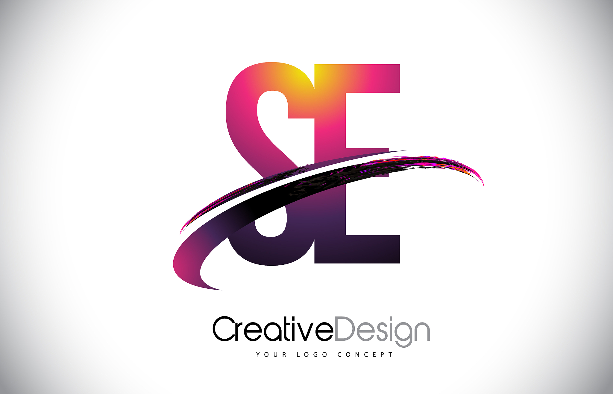 se s e purple letter logo with swoosh design