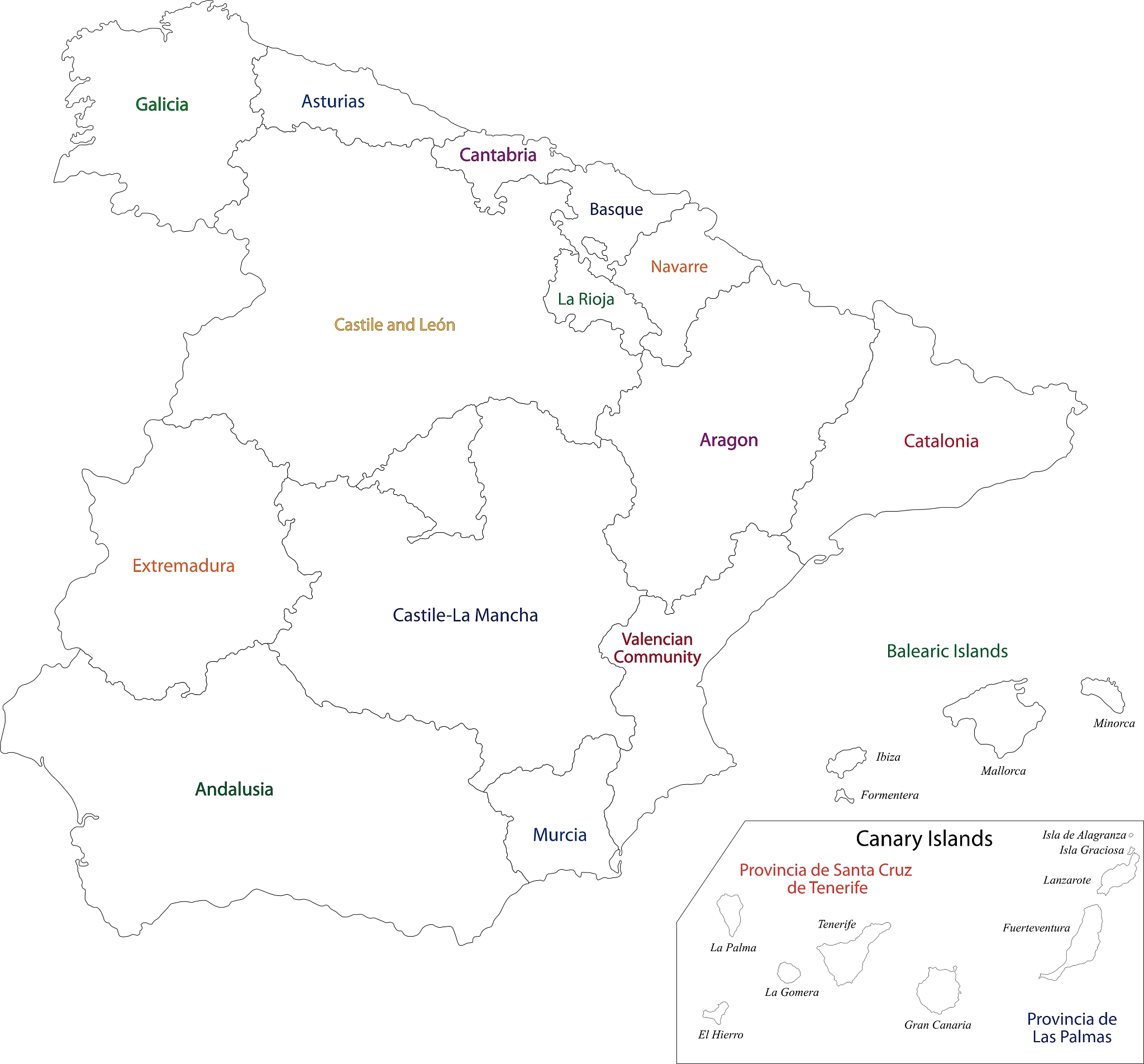 outline spain map