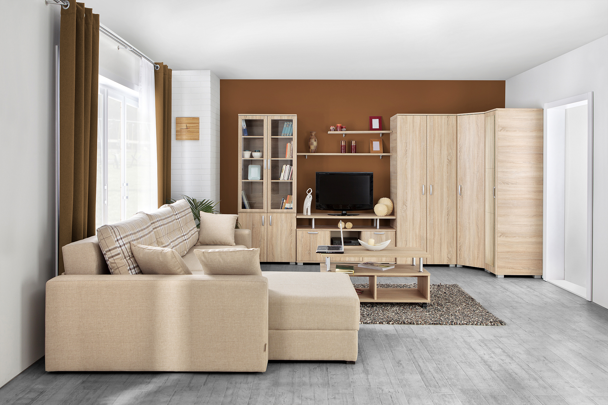 interior of a modern living room in color