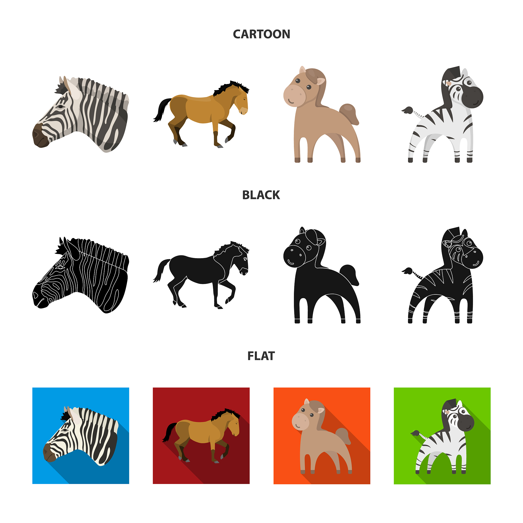 isolated object trot and running symbol set of