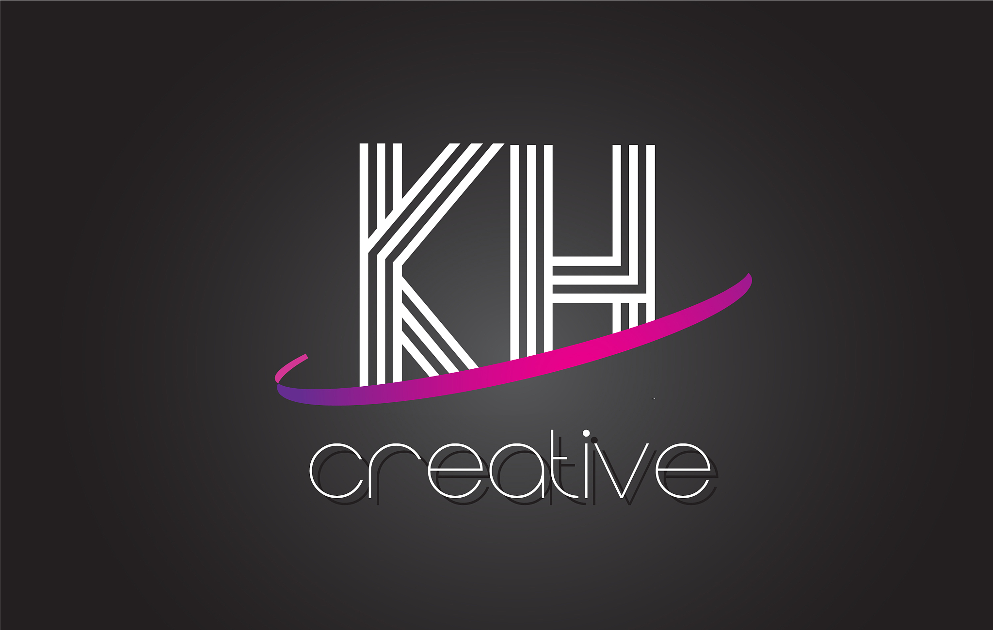 kh k h letter logo with lines design and purple