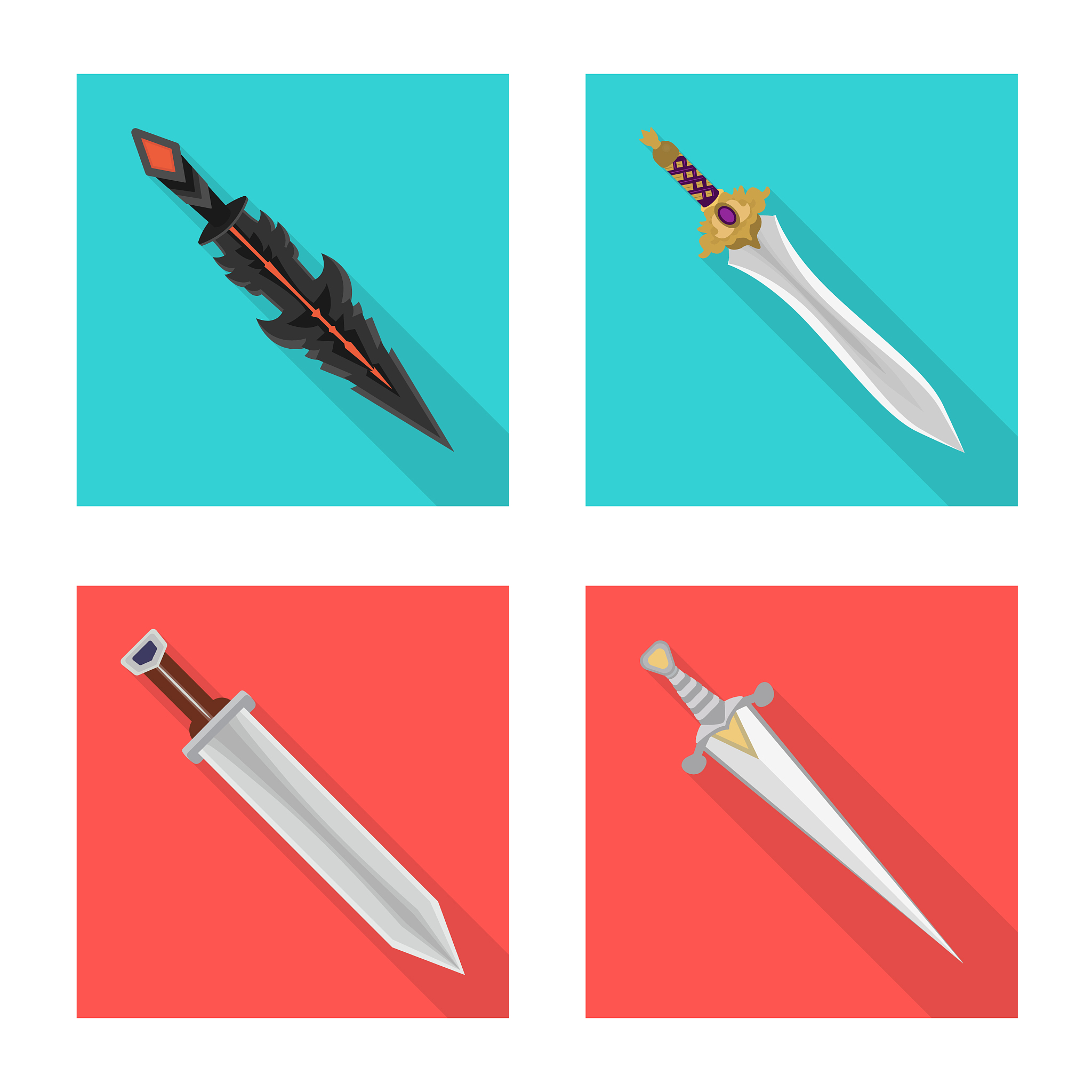 isolated object and sword sign collection of