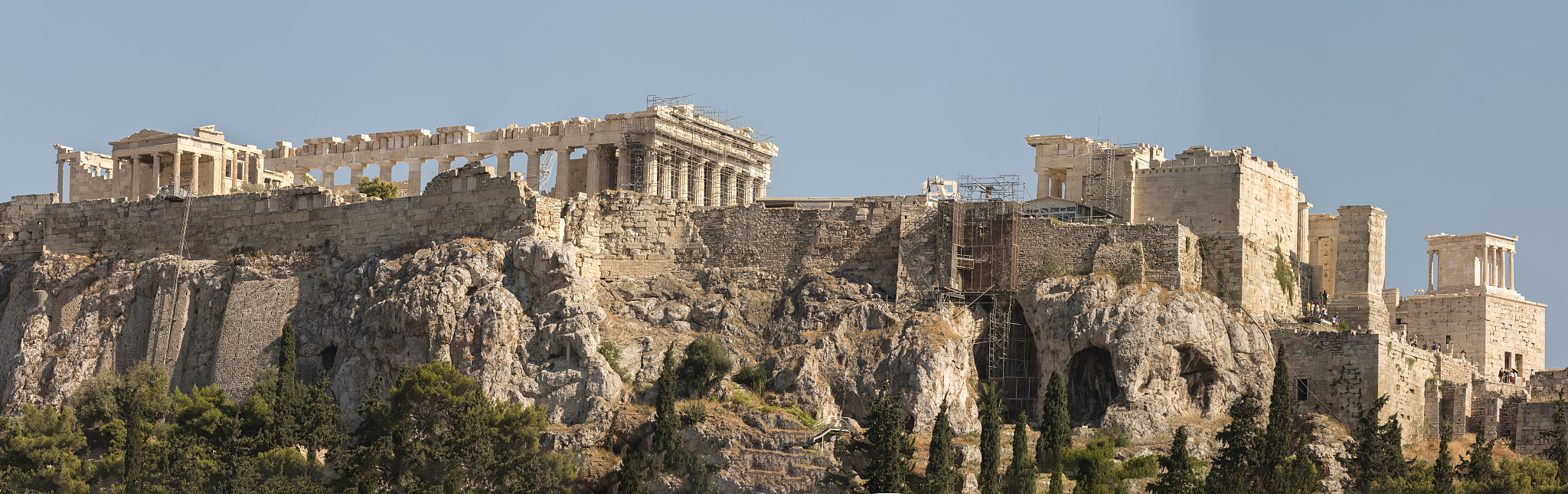 temple of the acropolis of athens in athens seen from the agora