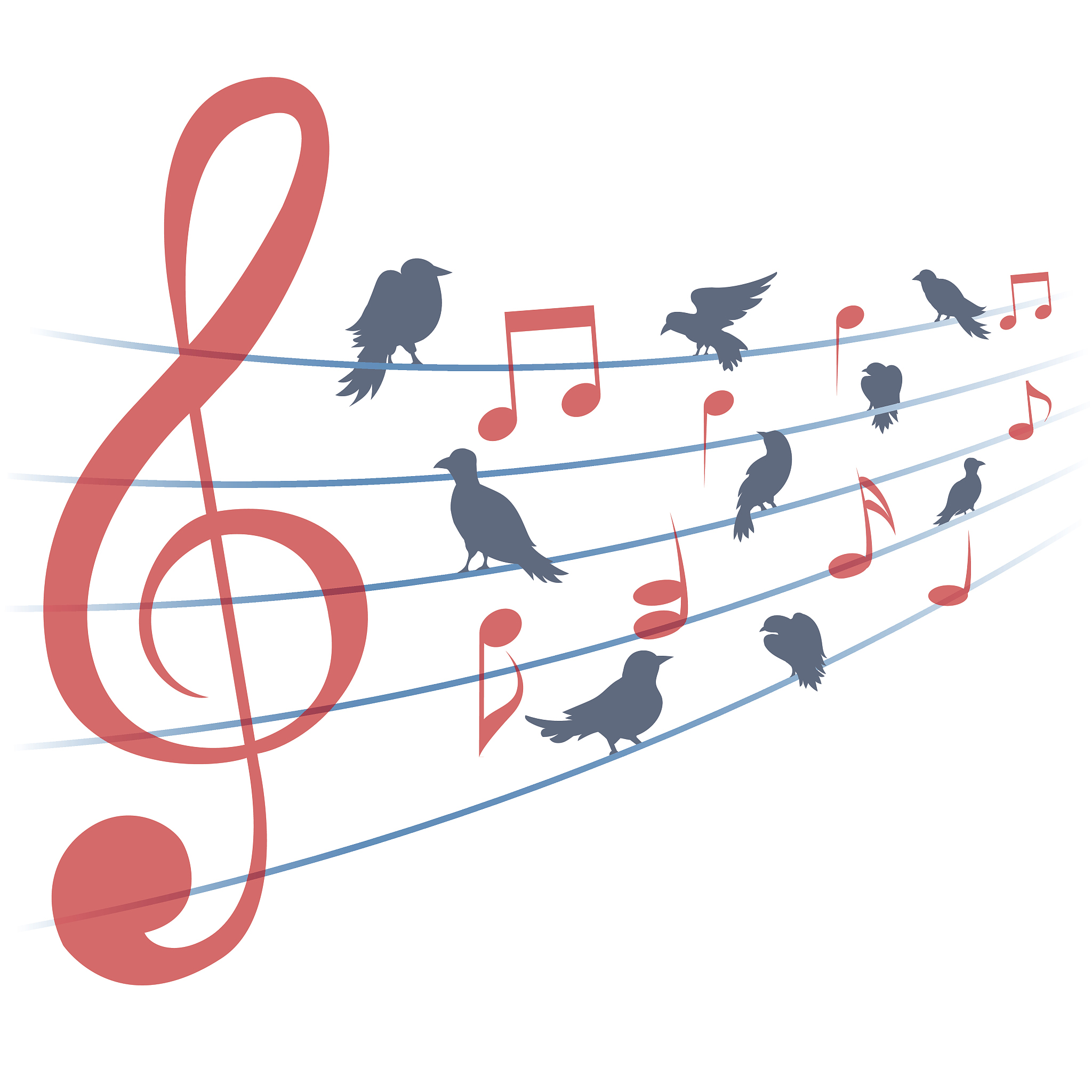 abstract vector background with music notes and birds