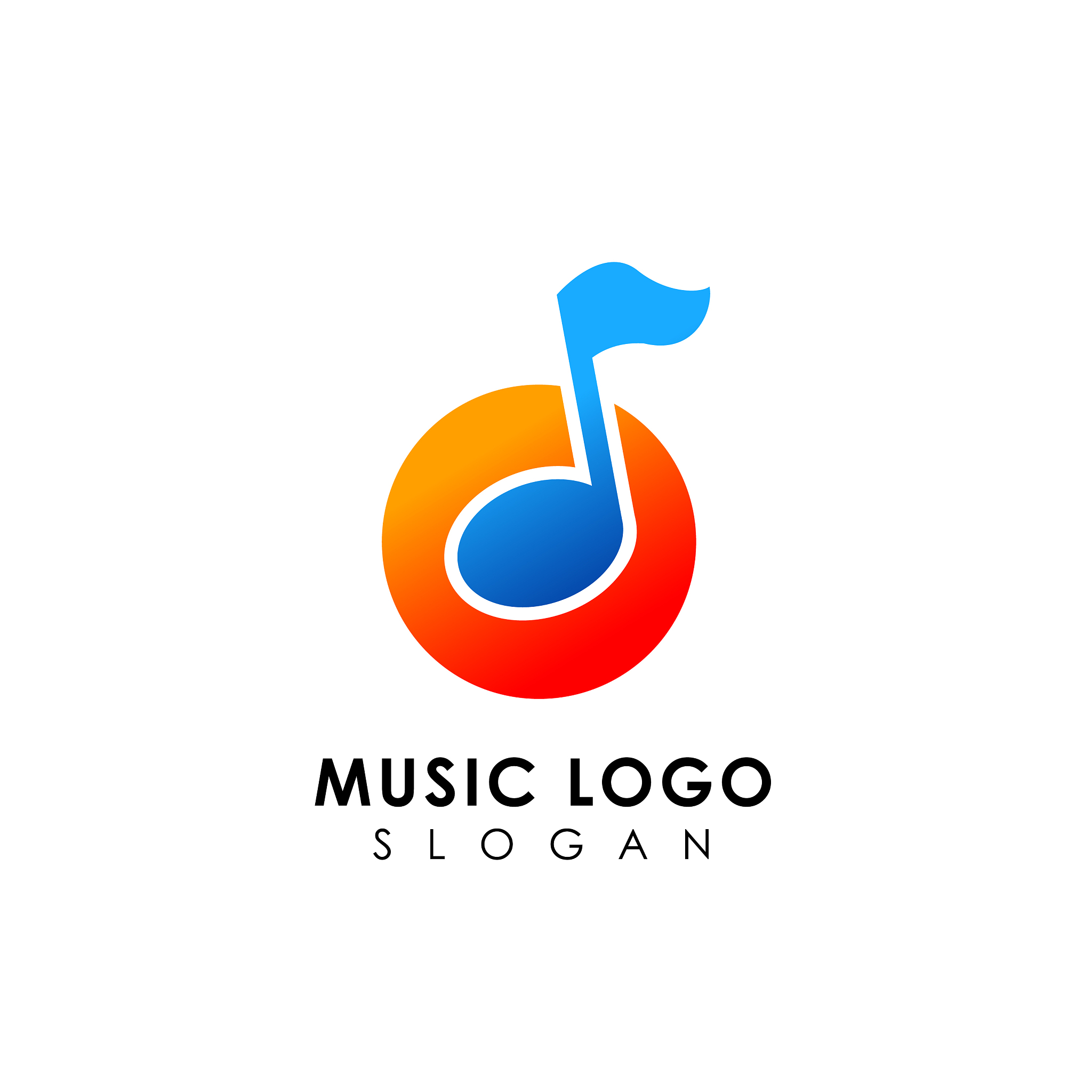 flat music logo design music note icon symbol