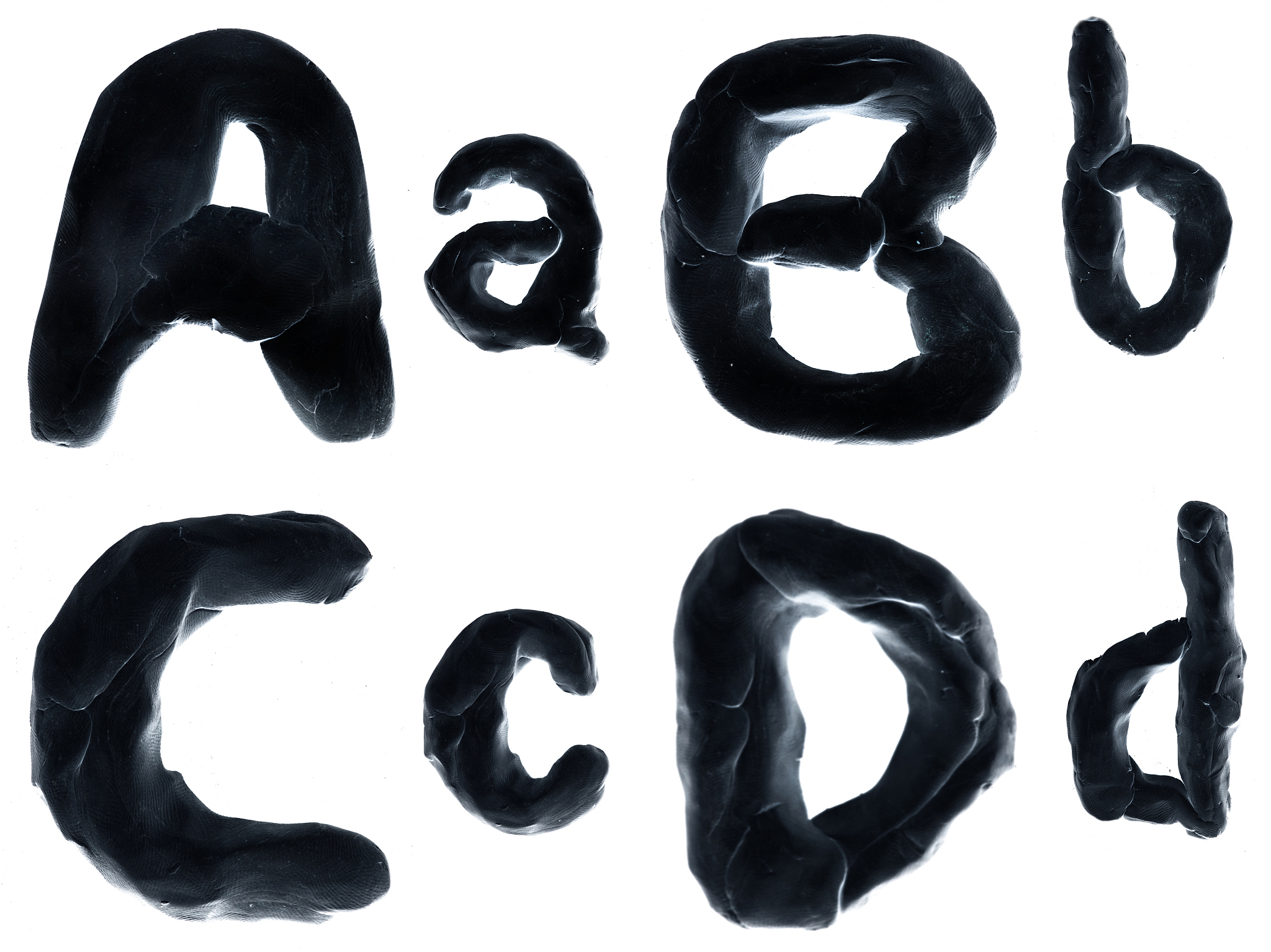 abcd :black font design form clay.