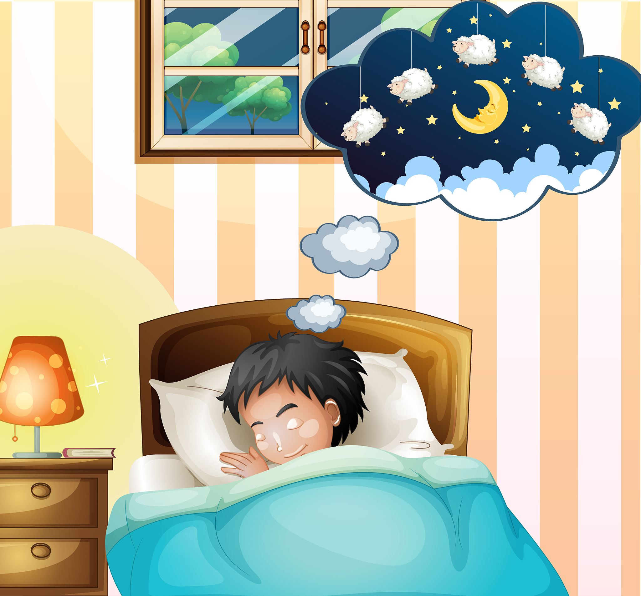 kid sleeping in bed dreaming