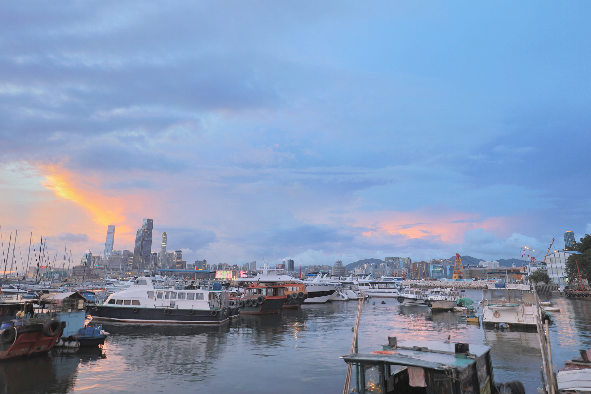 view of causeway bay typhoon shelter. summer