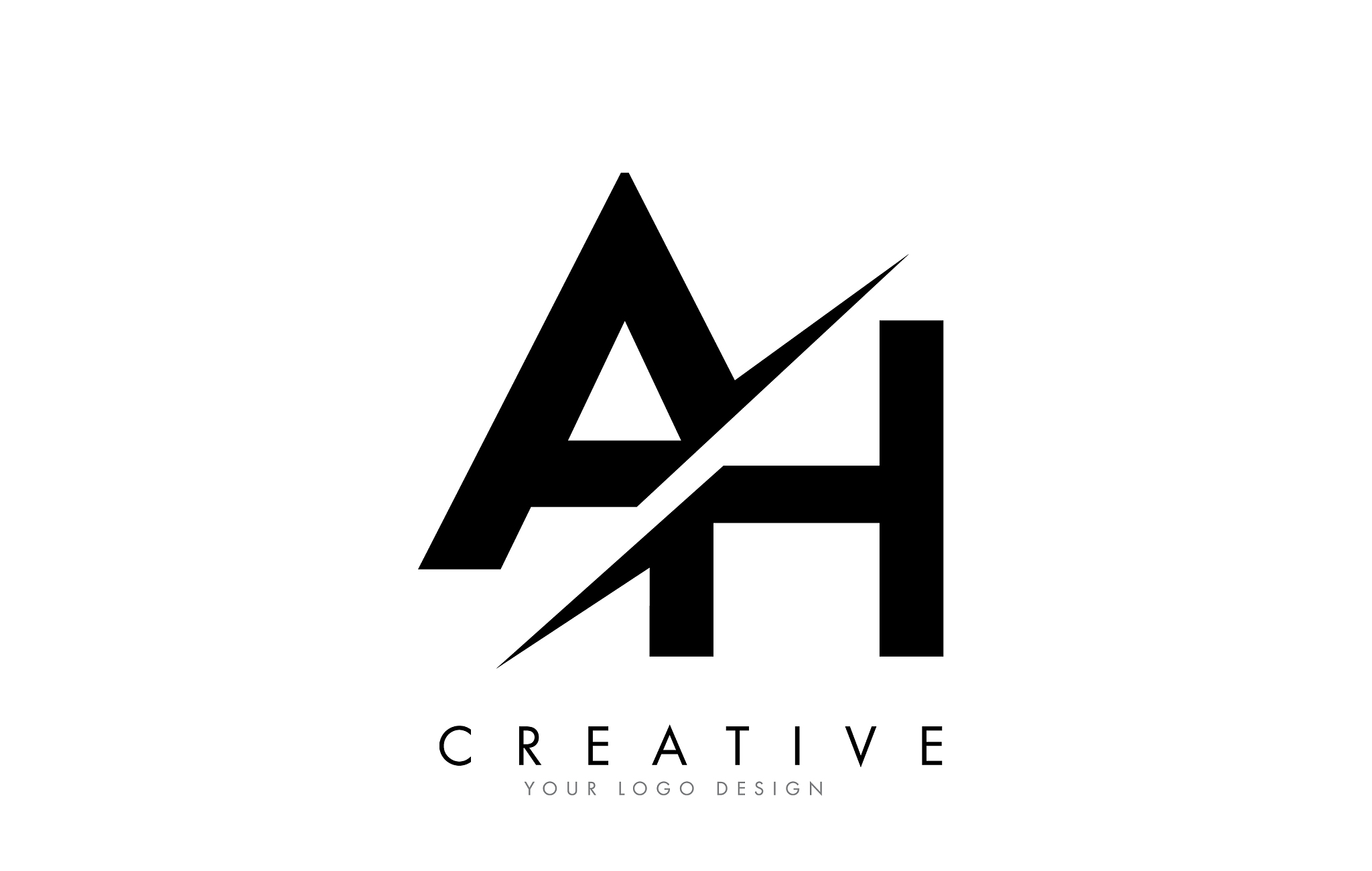 ah a h letter logo design with a creative cut