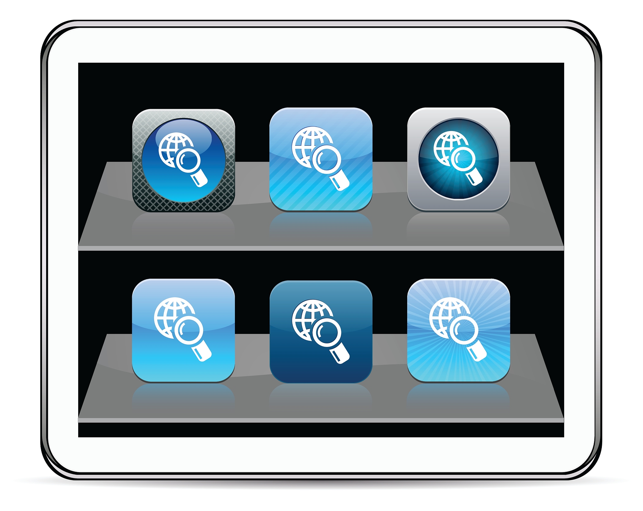 global search blue app icons