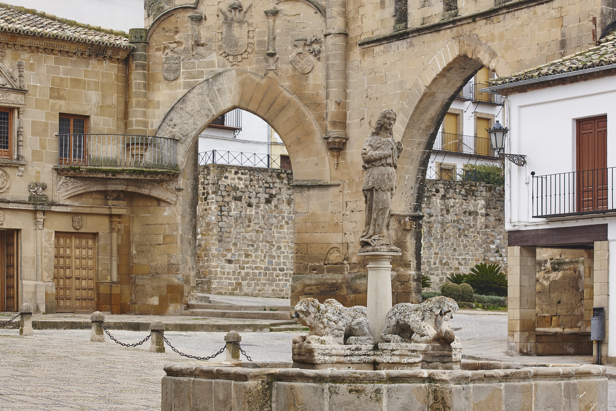 traditional andalusian village in spain. populo square in baeza,