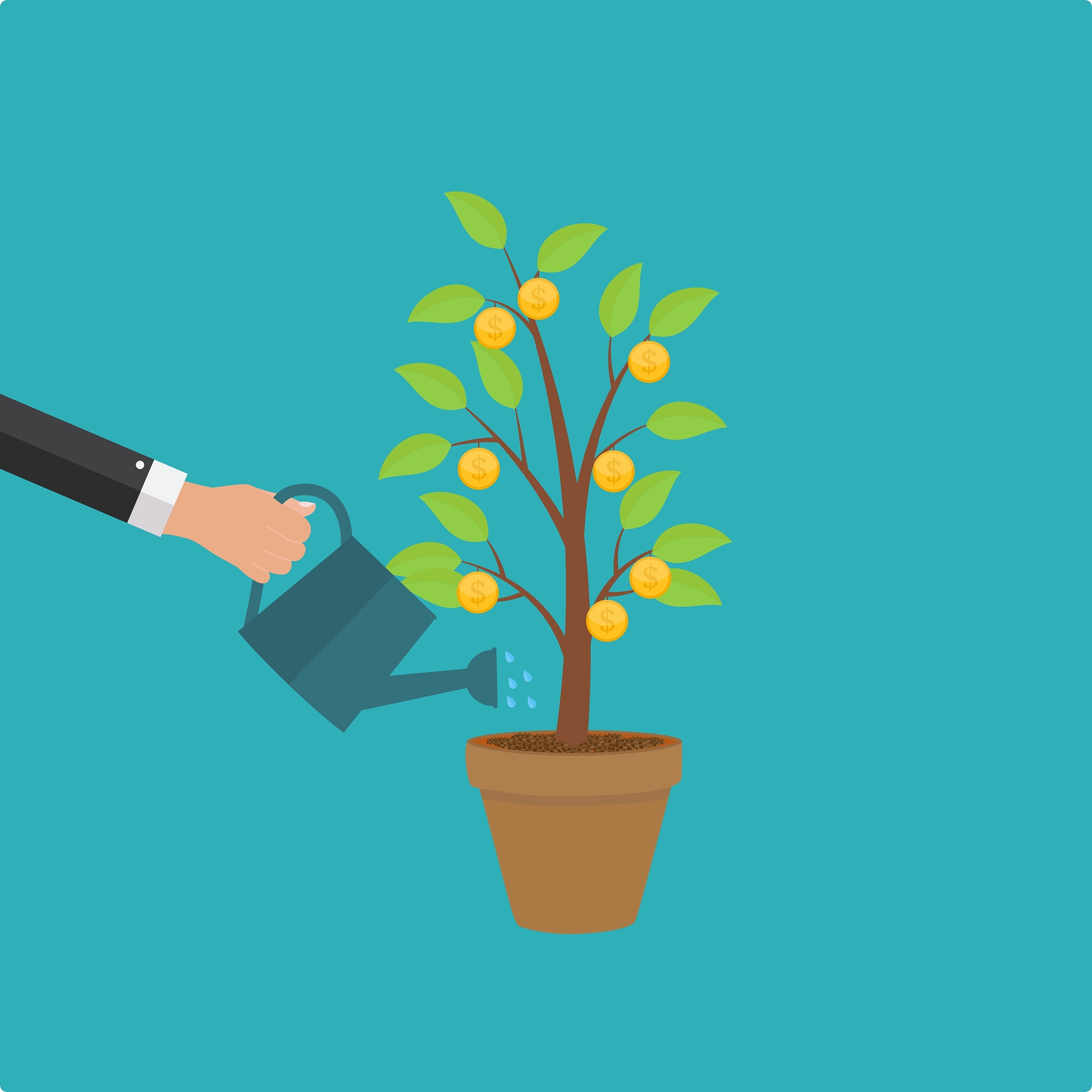 money tree financial growth flat concept