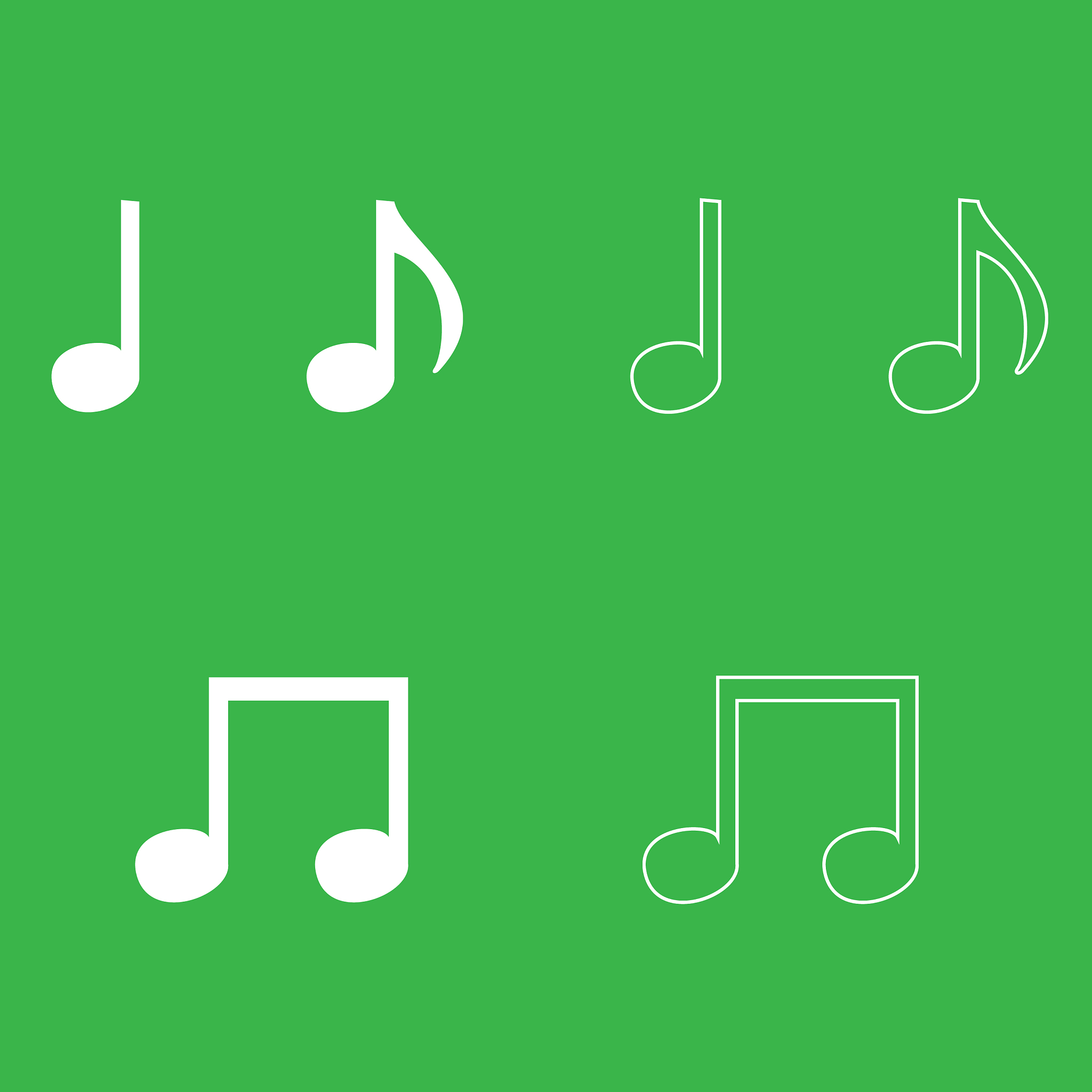music note set icon white color