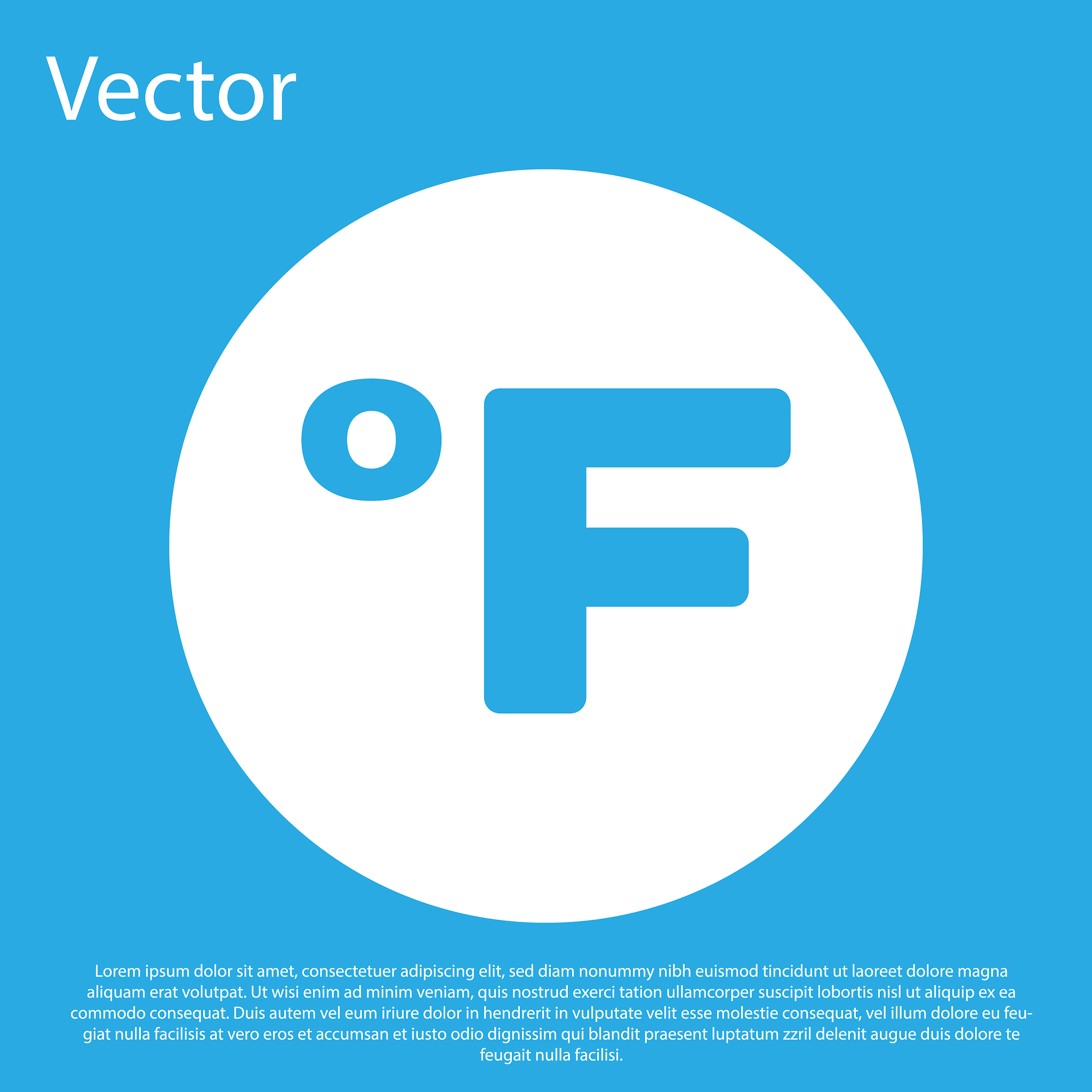 blue fahrenheit icon isolated on blue background