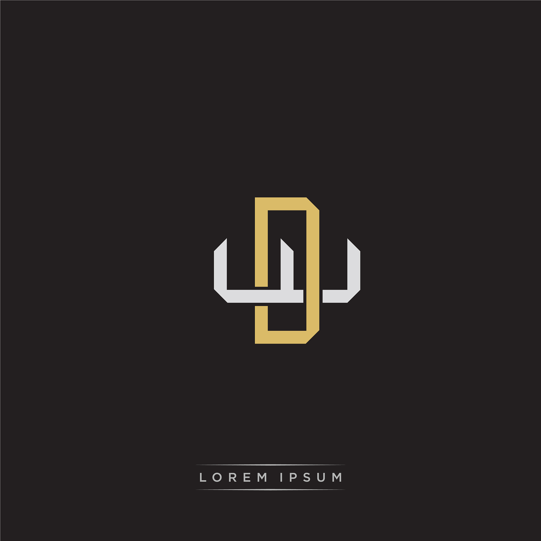 dw initial letter overlapping interlock logo