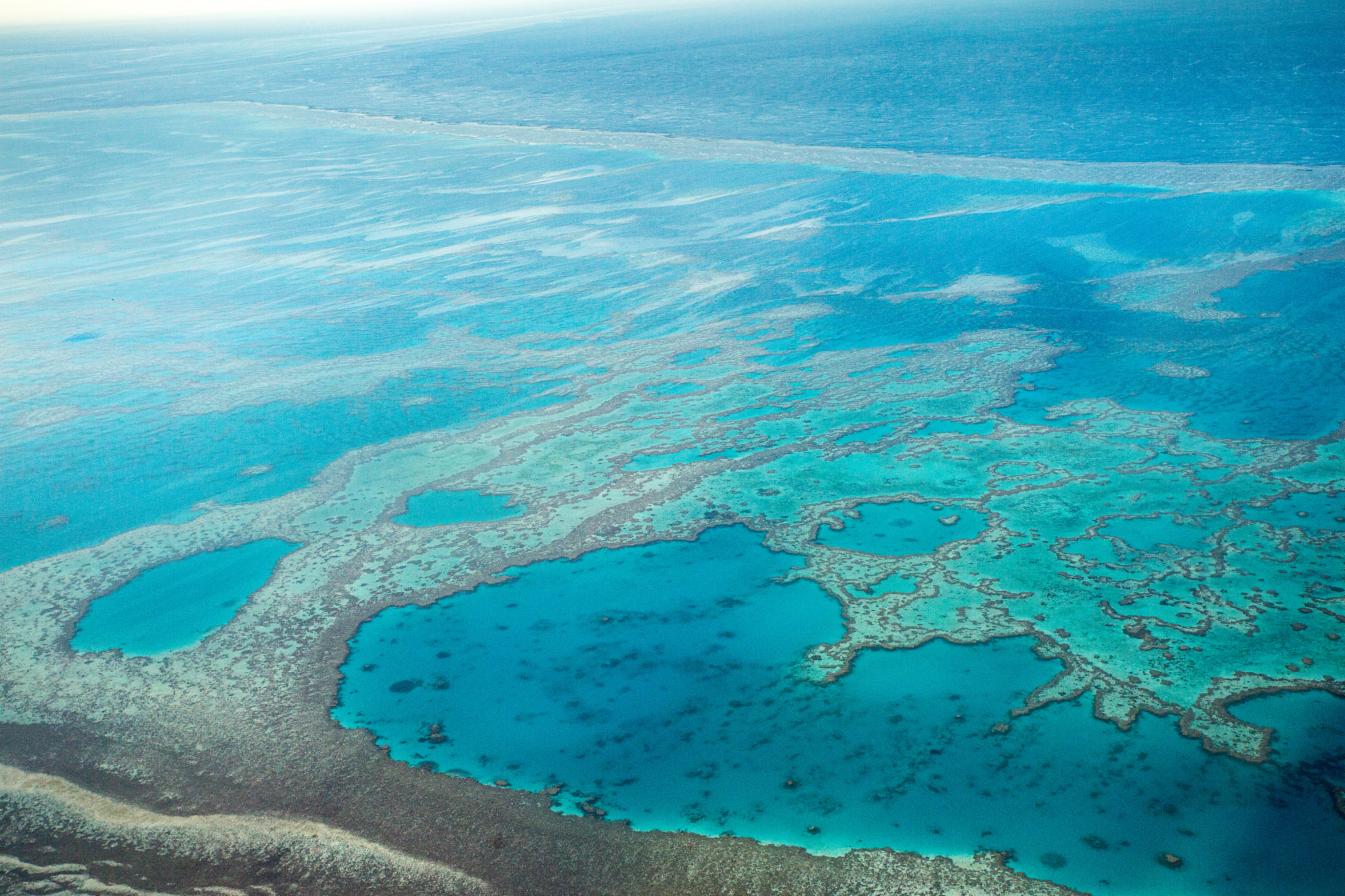 great barrier reef from above, queensland, australia.