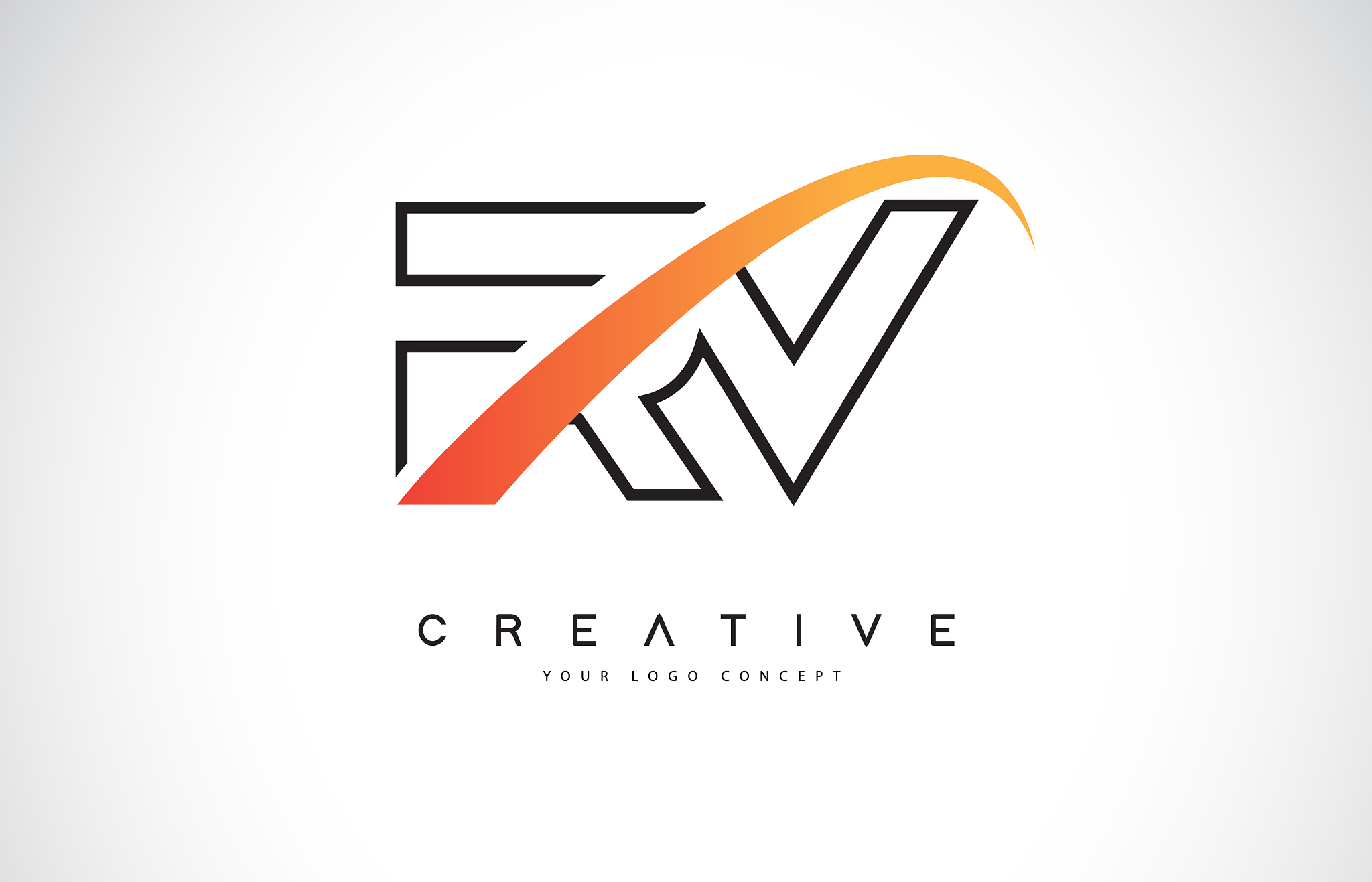 rv r v swoosh letter logo design with modern