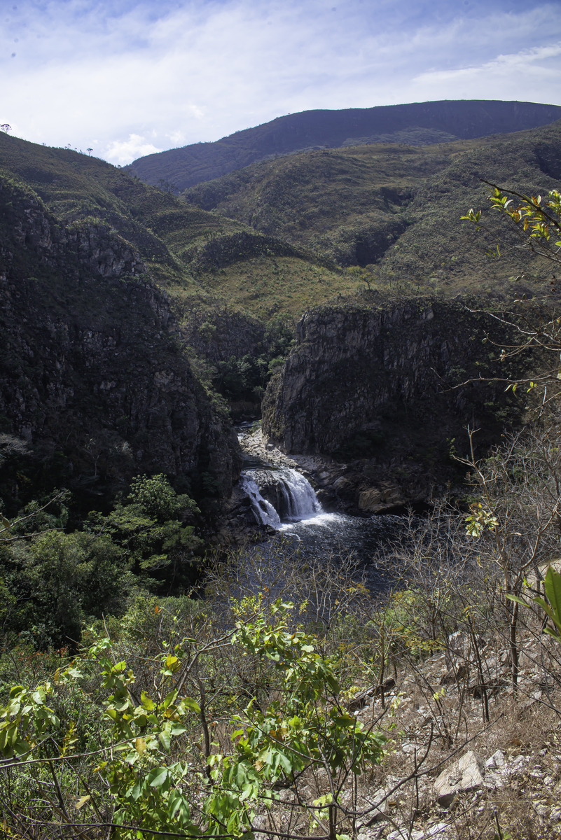 峡谷,山脉,瀑布,水池