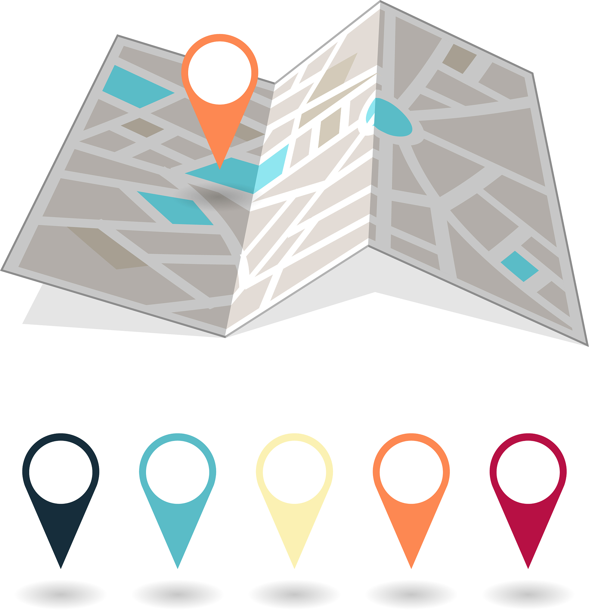 map of the world and map navigation icons on