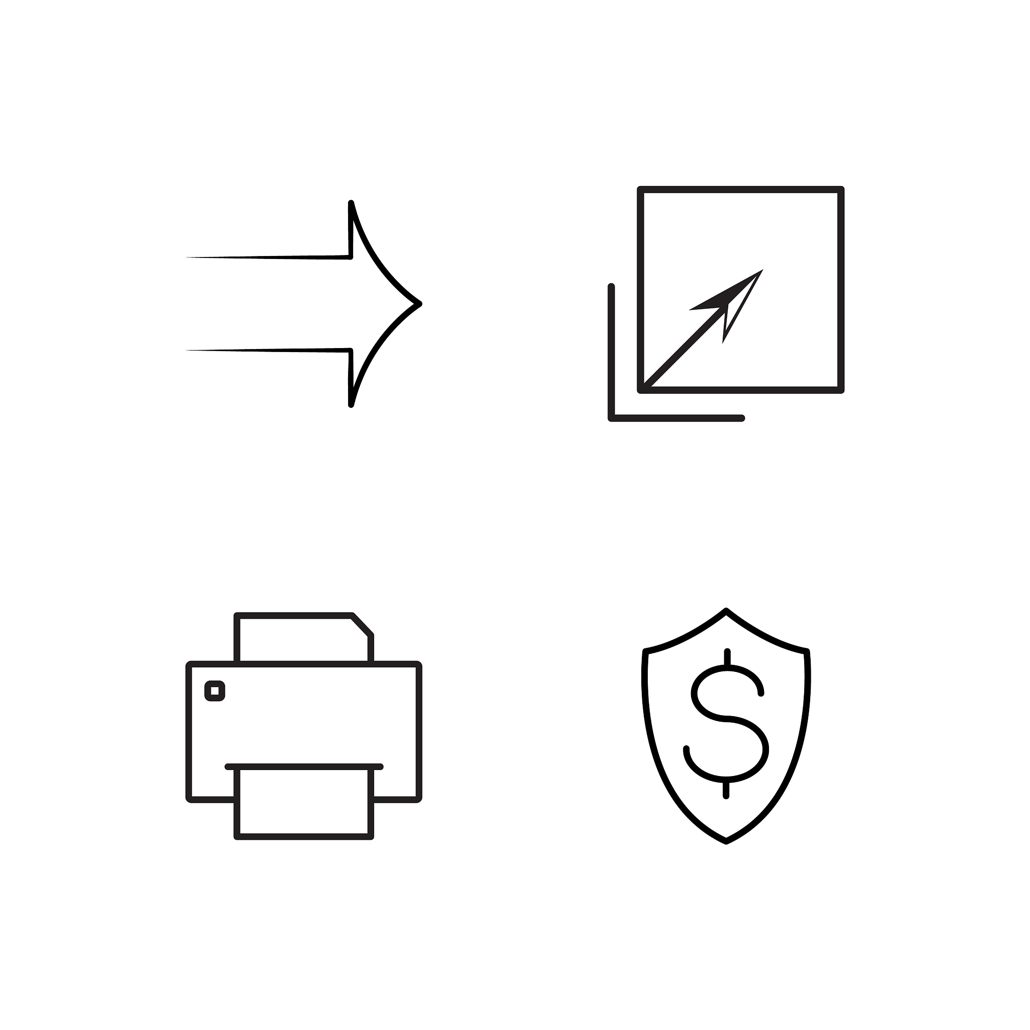 business simple outlined icons set