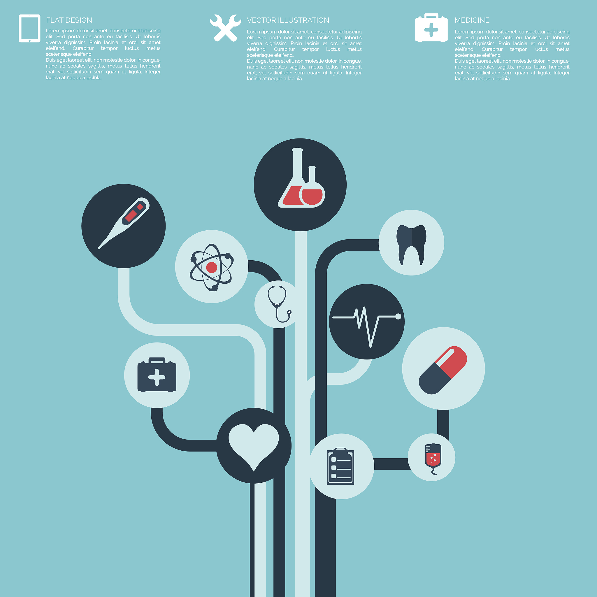 abstract medical background with flat web icons