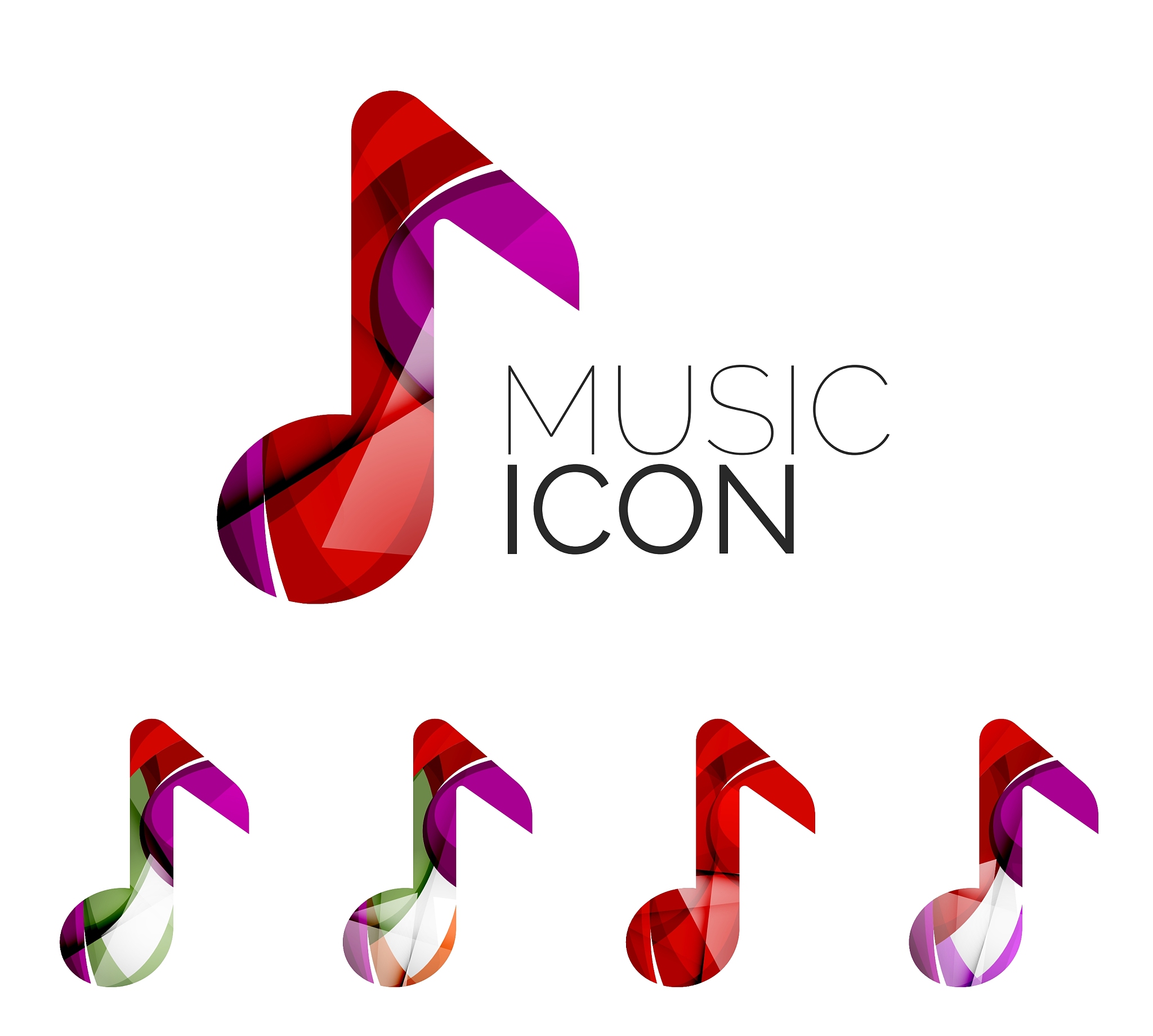set of abstract music note icon business logotype