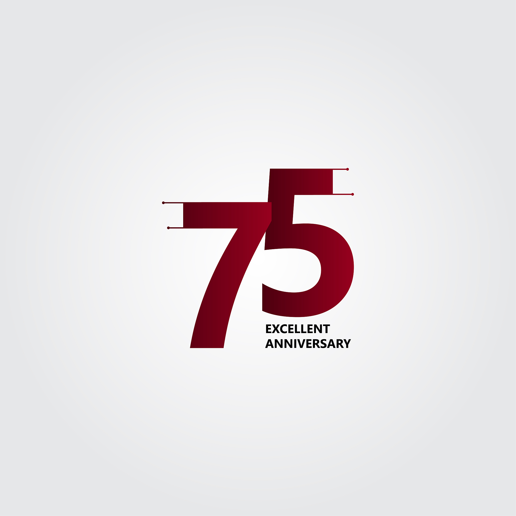75 years excellent anniversary vector template design illustrati