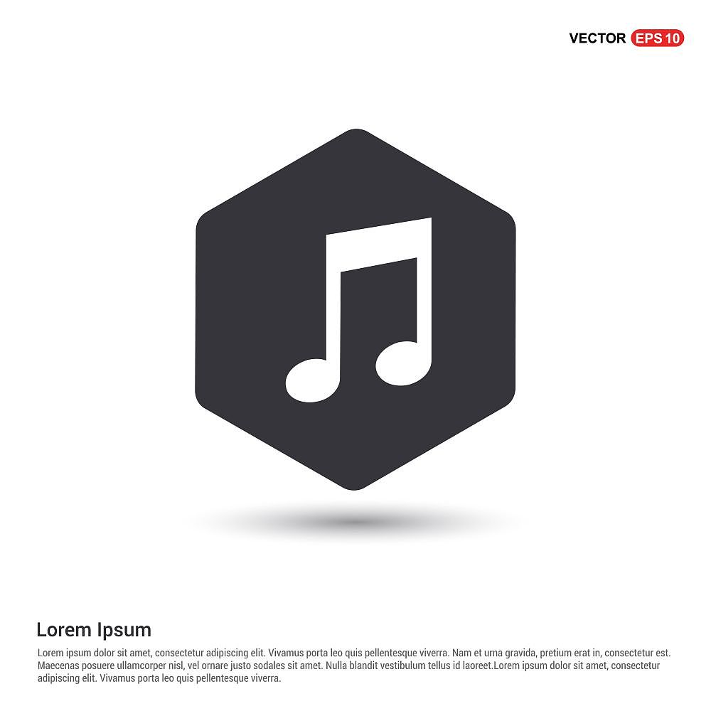 music note icon hexa white background icon template - free vecto