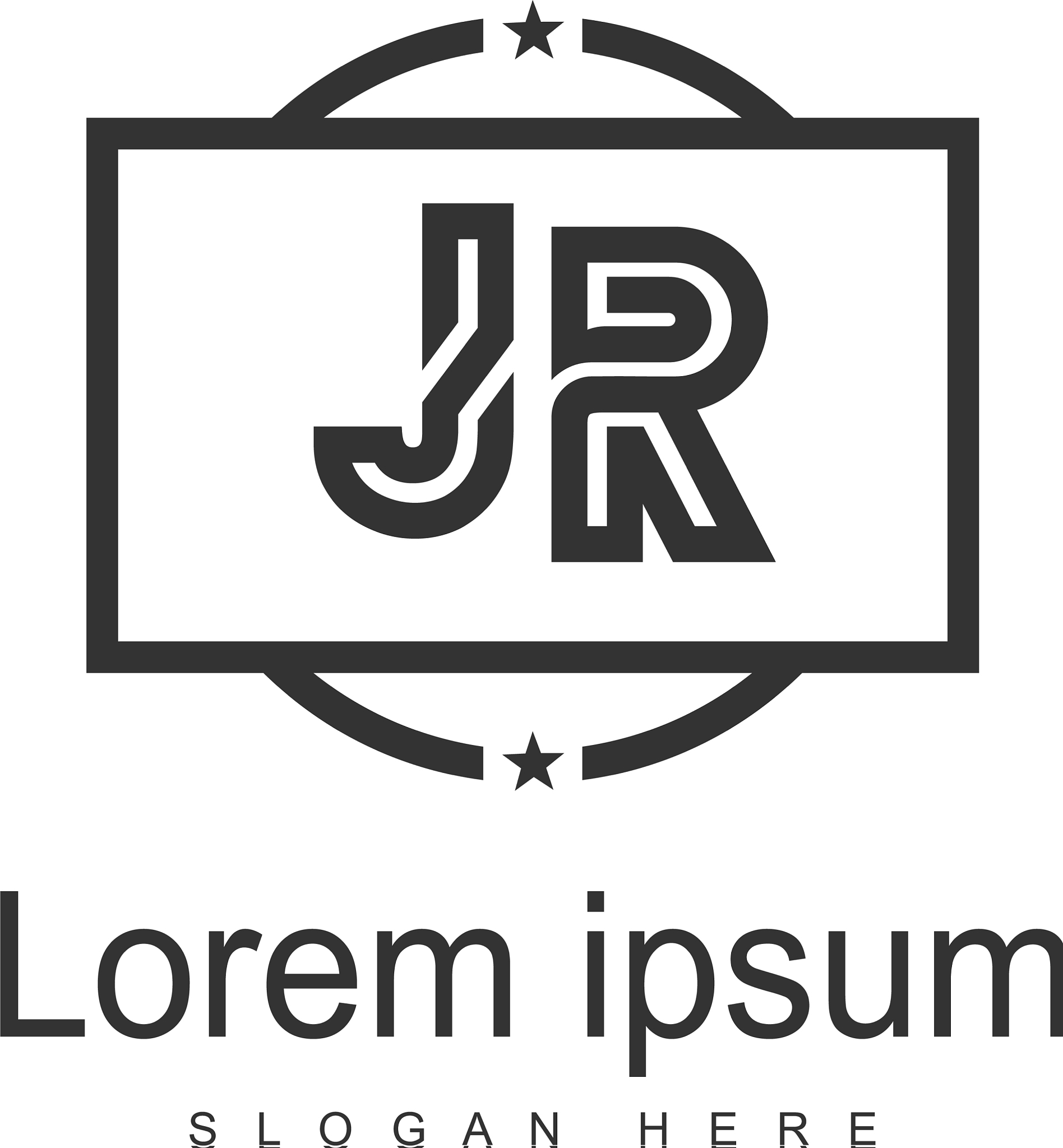 initial jr logo template with modern frame