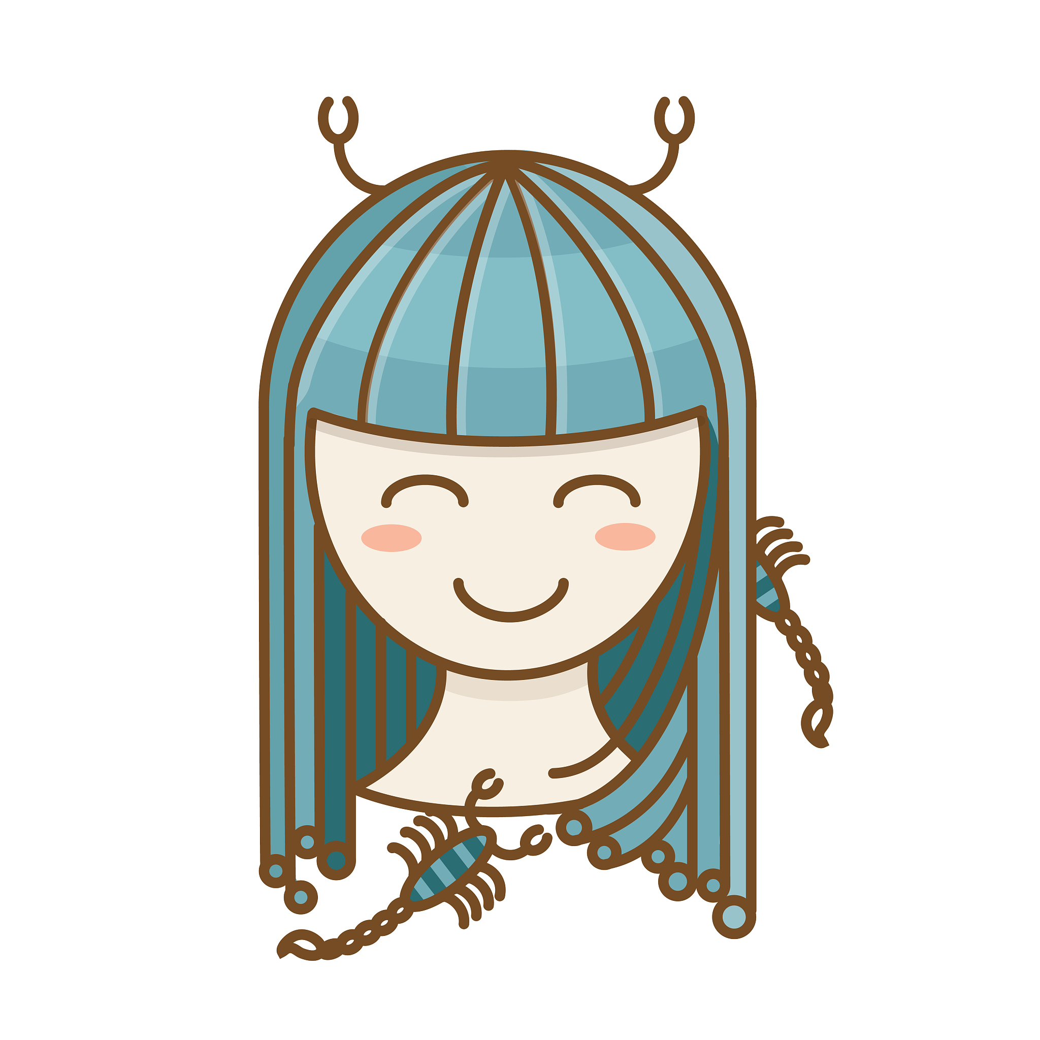 你帮我画一幅画！一个可爱的小女生有马尾辫大眼睛小嘴巴