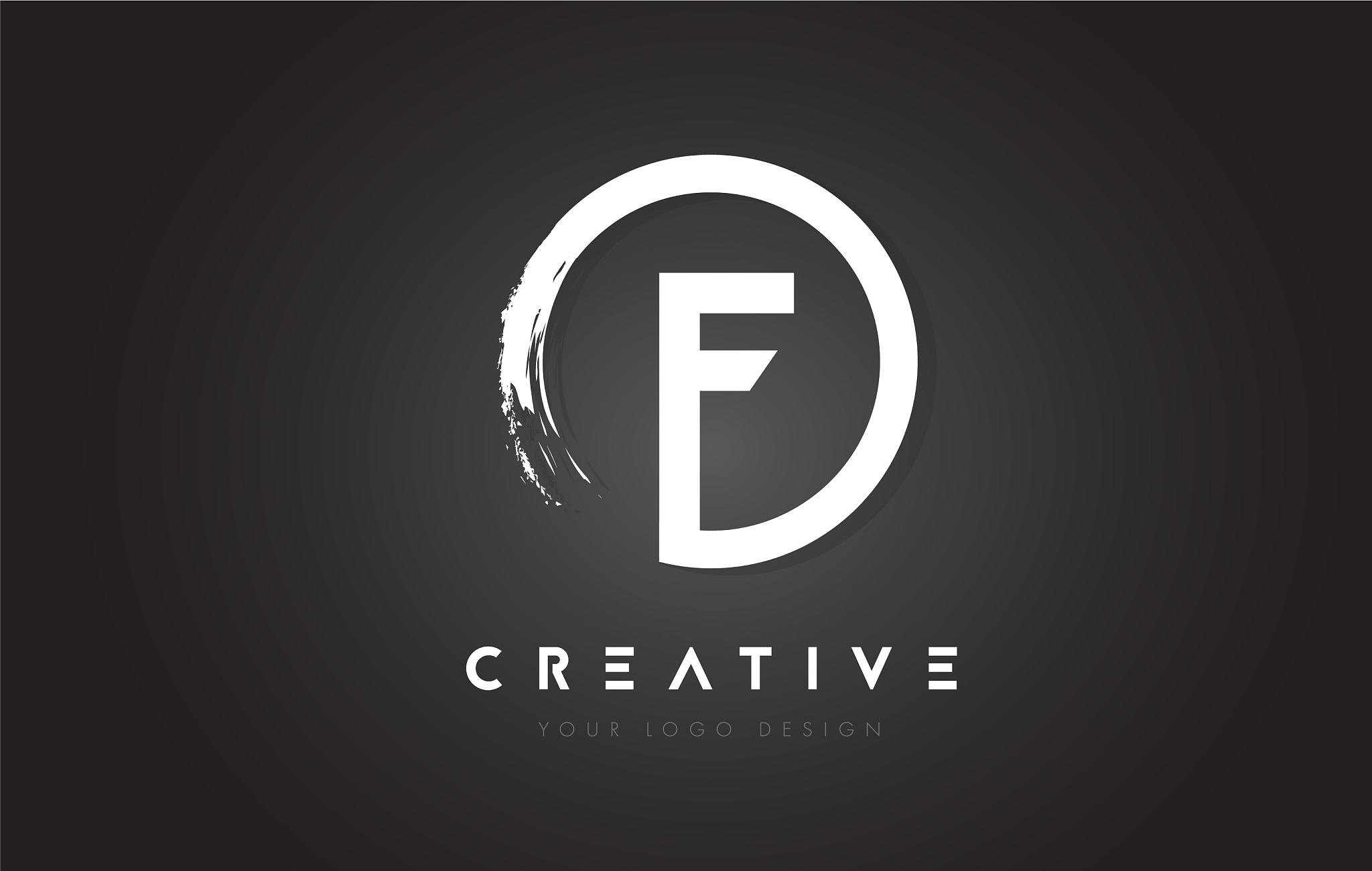 f circular letter logo with circle brush design