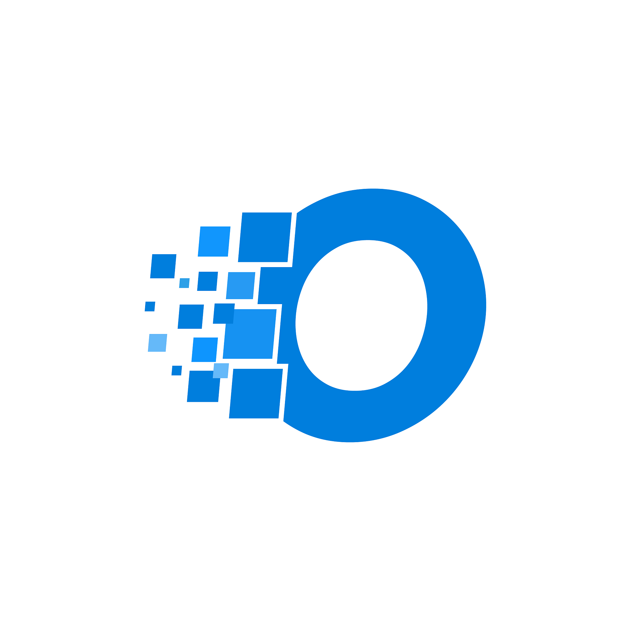 logo letter o blue blocks cubes