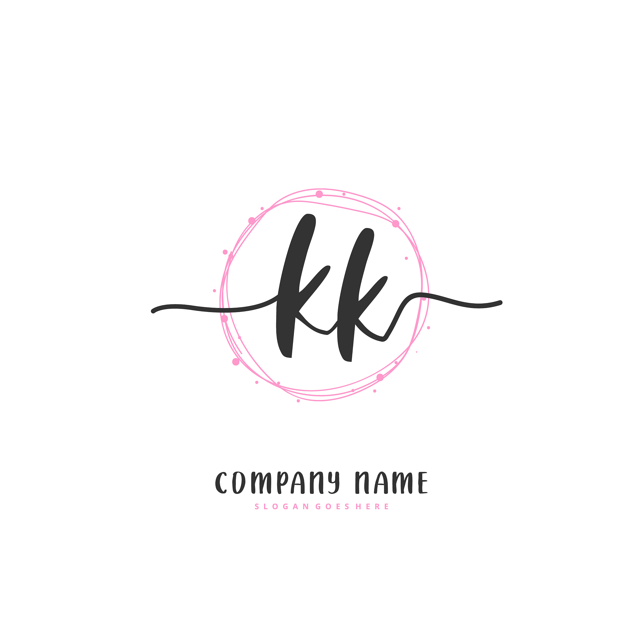 k kk initial handwriting and signature logo